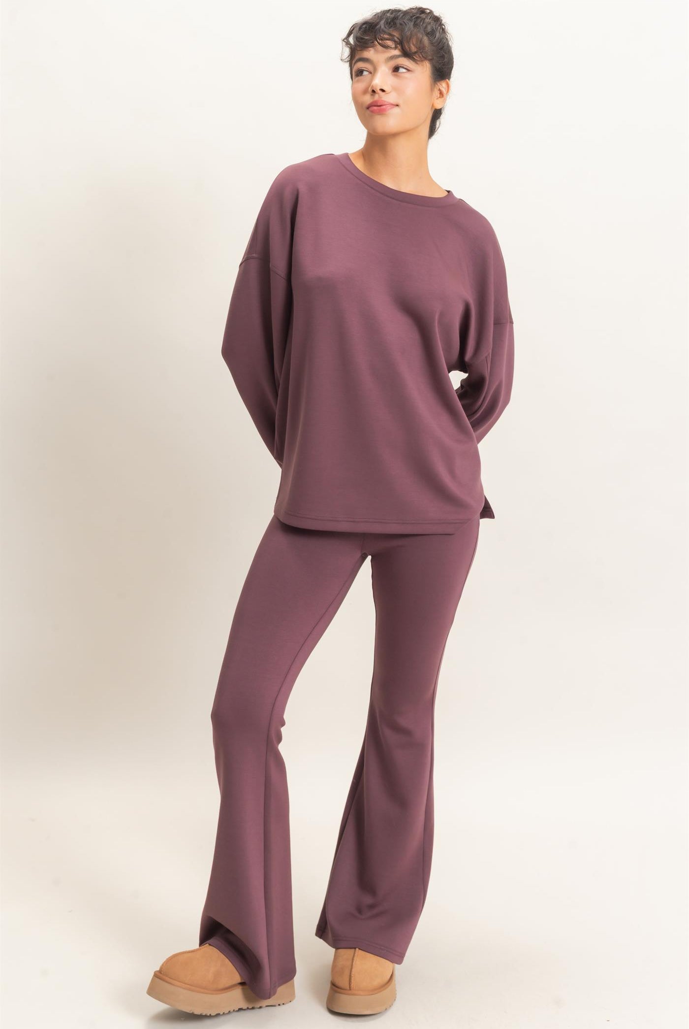 Wholesale Oversized Crew Neck Top Sweatshirts DZ26E388 COCOA DOUBLE ZERO
