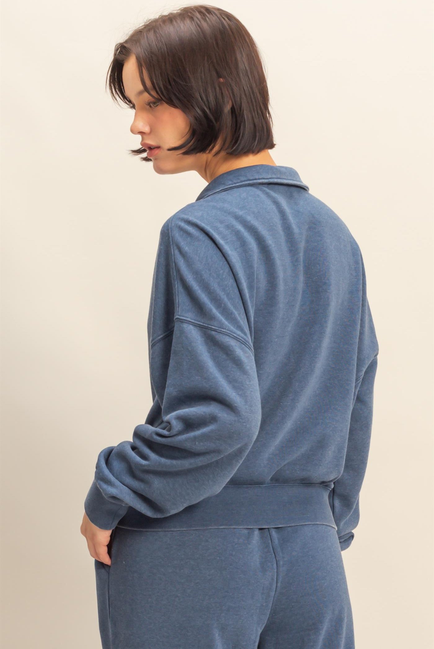 Wholesale Love This Way Half-Zip Sweatshirt Sweatshirts DZ25C908 DUSTY NAVY DOUBLE ZERO