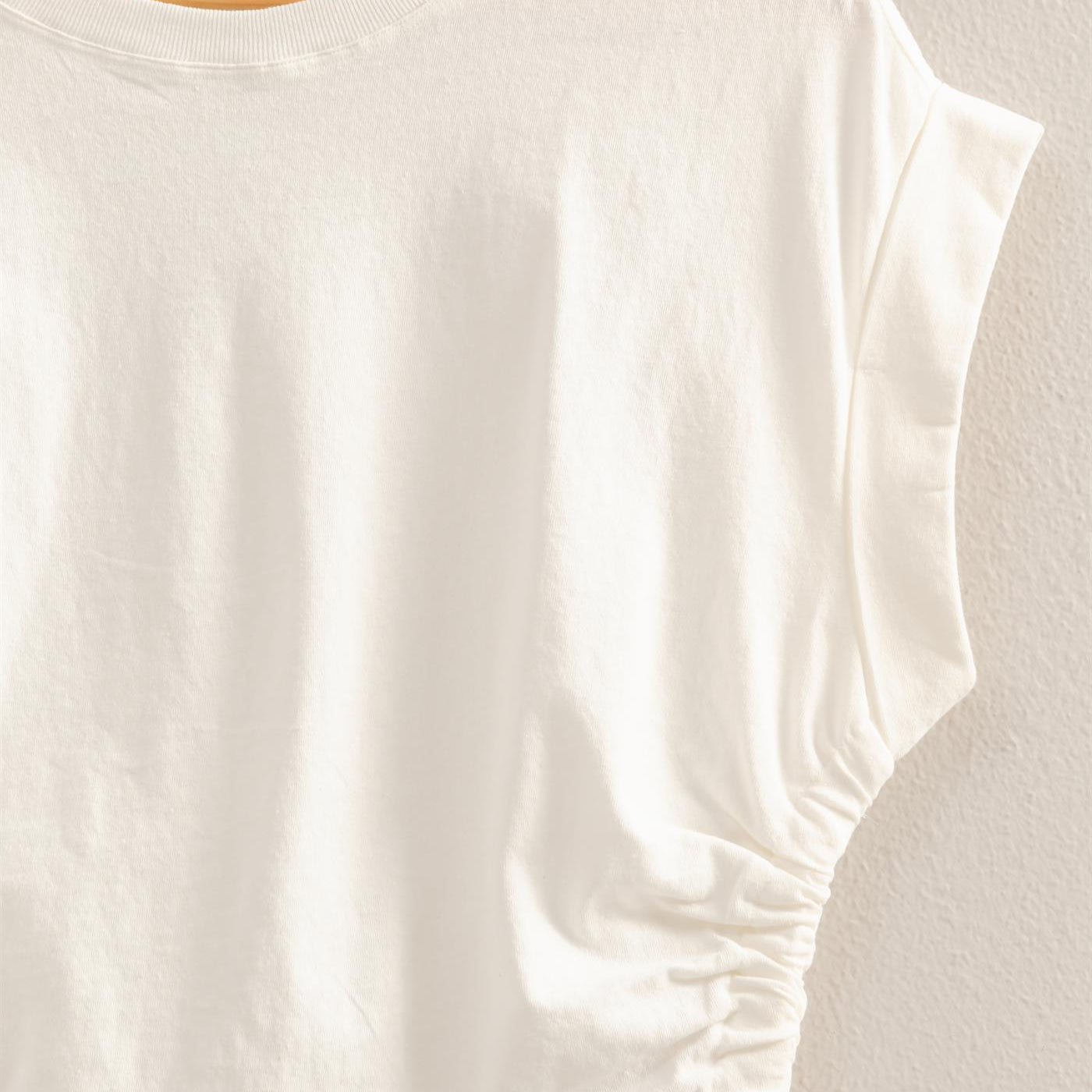 Wholesale Short Sleeve Side Tie Detail Top Clothing Tops DZ25C113 OFF WHITE DOUBLE ZERO