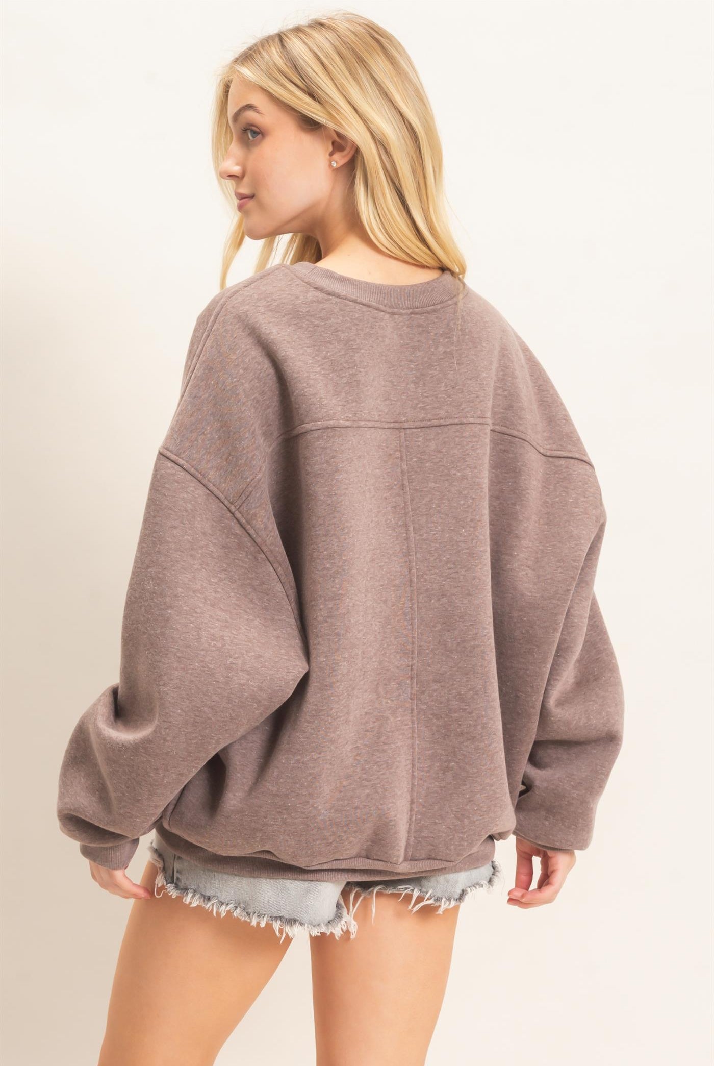 Wholesale Oversized Dropped Shoulder Sweatshirt Sweatshirts HF26F141 WALNUT HYFVE