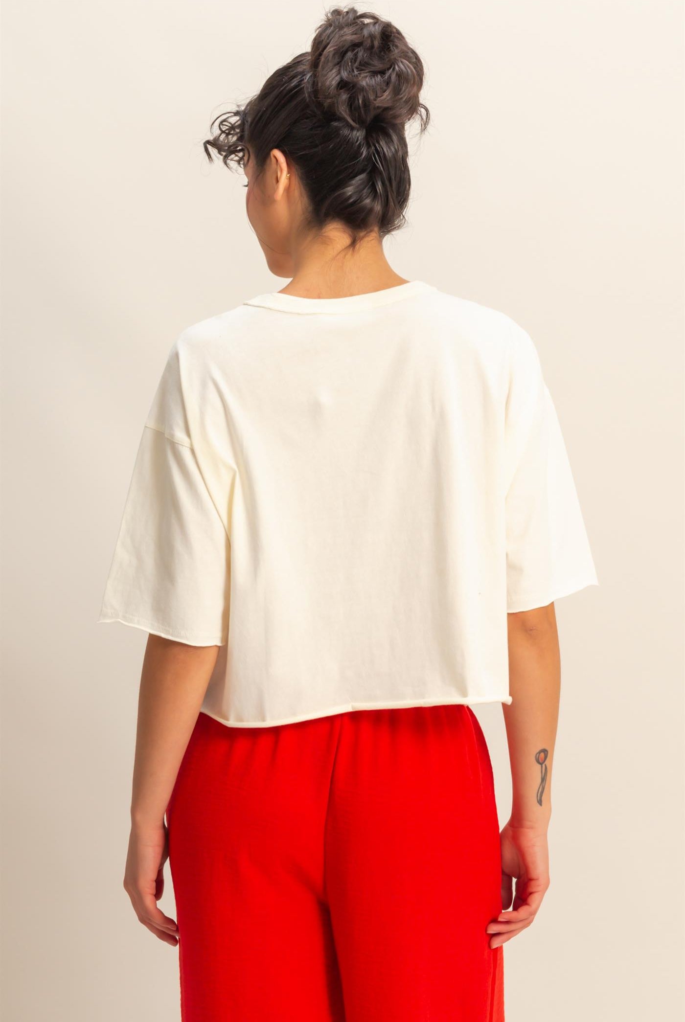 Wholesale Drop Shoulder Crew Neck Wide Fit Tee Clothing Tops DZ25A757 OFF WHITE DOUBLE ZERO