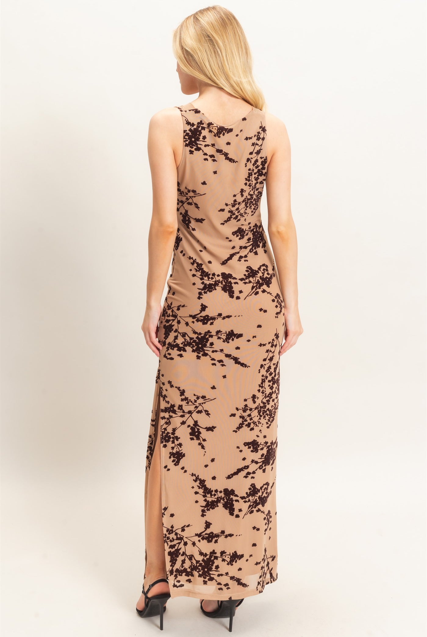 Wholesale Draped Cowl Neck Sleeveless Dress Dresses HF26C728 TAUPE HYFVE