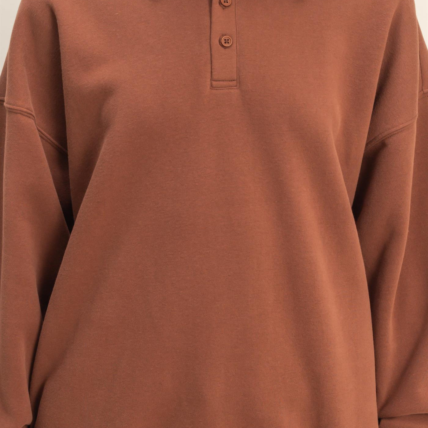 Wholesale Oversized Polo Collared Pullover Sweatshirts DZ25F074 CHESTNUT DOUBLE ZERO