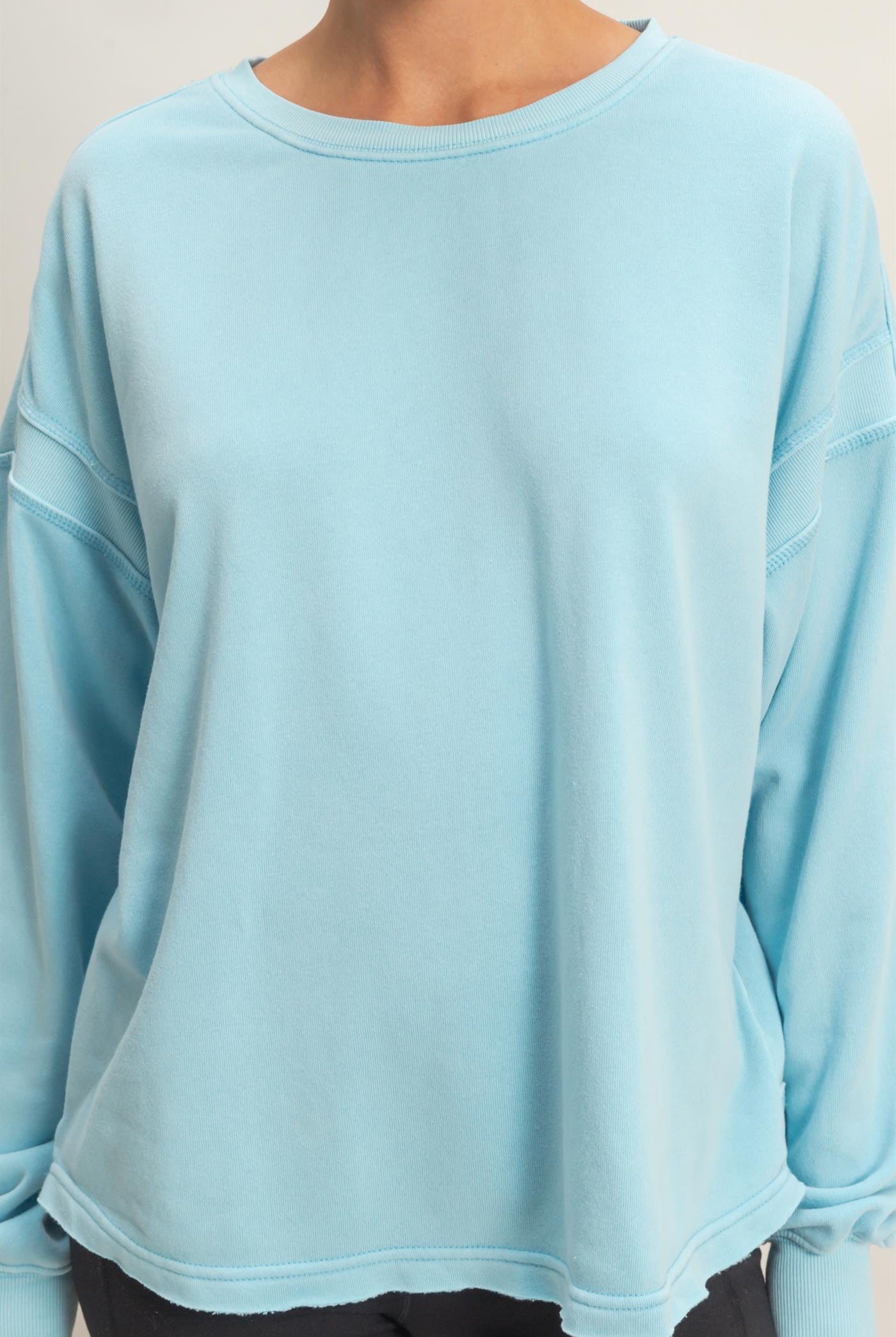 Wholesale Oversized Cross Detail Open Back Sweatshirt Clothing Tops DZ26E050 BLUE DOUBLE ZERO