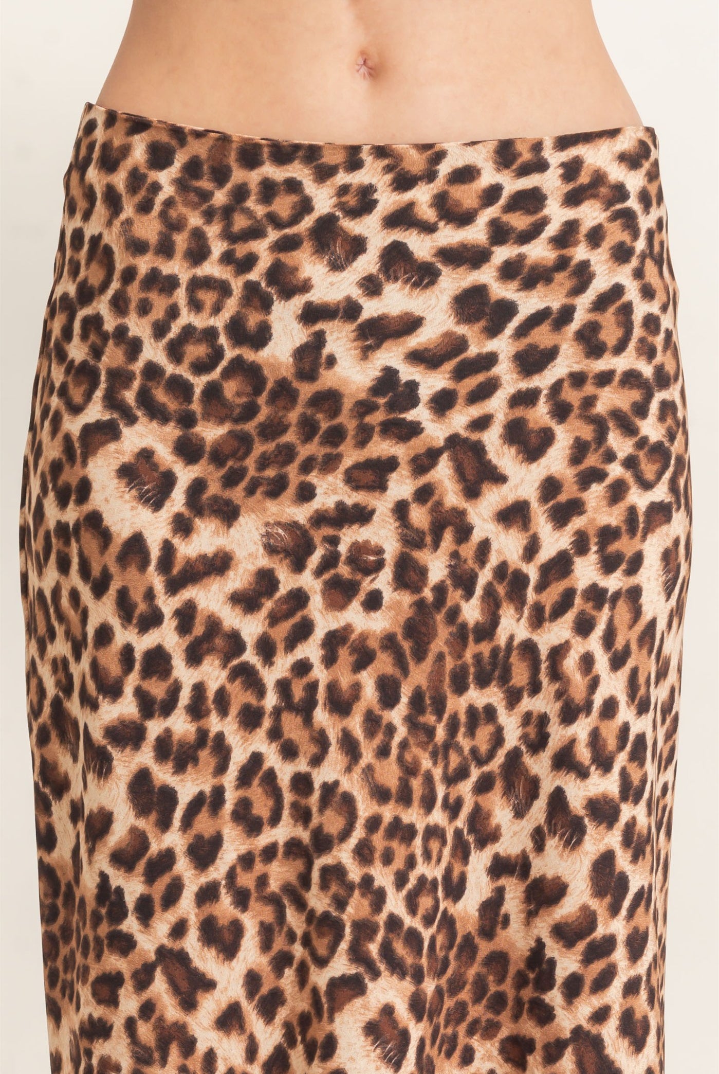 Wholesale Leopard Print Midi Skirt Skirts HF26F159 BROWN DOUBLE ZERO