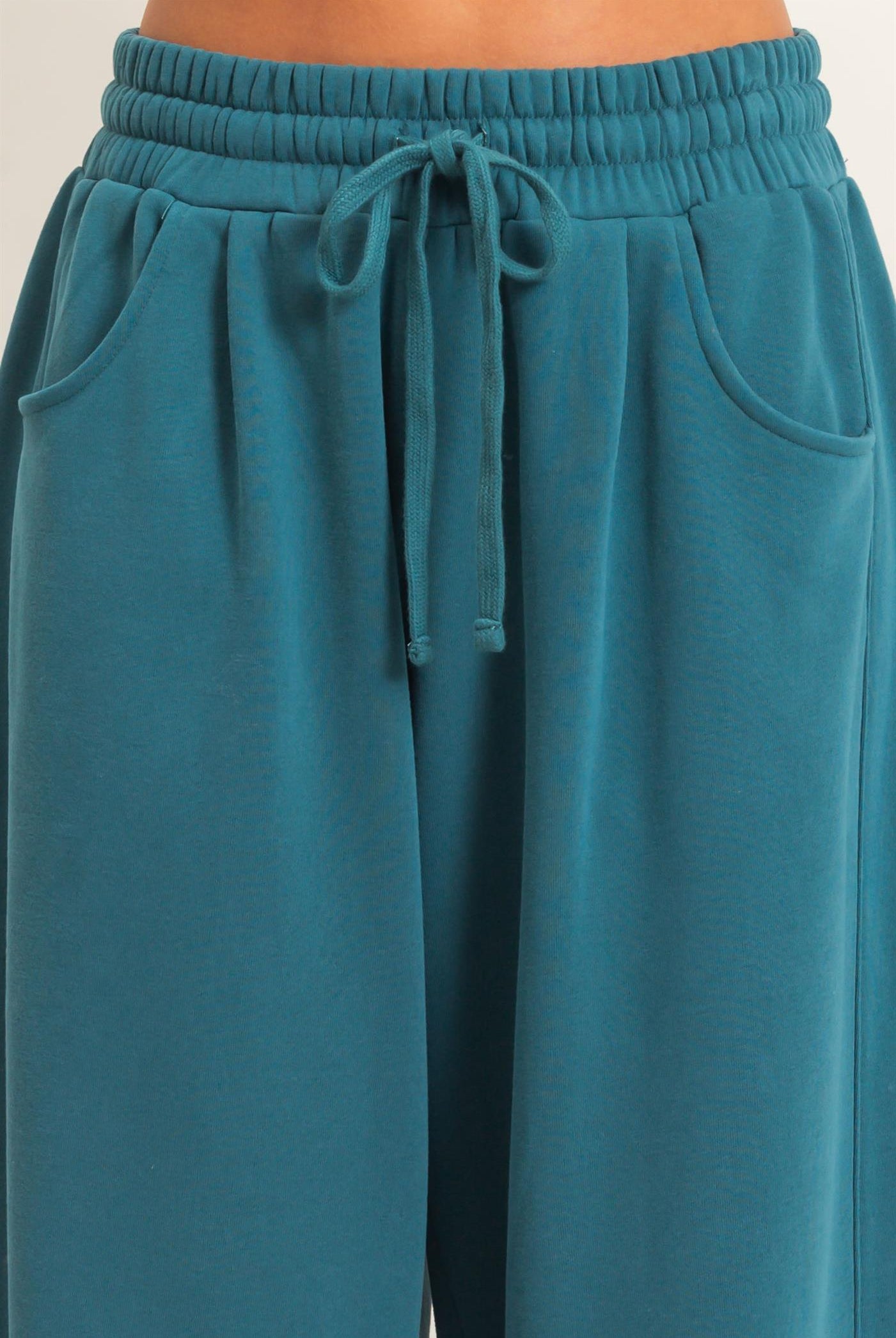 Wholesale Drawstring Waist Barrel Sweatpants Pants DZ26E290 DARK TEAL DOUBLE ZERO