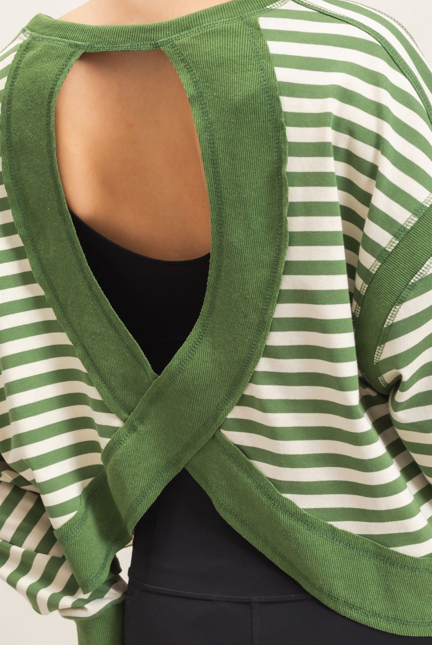 Wholesale Striped Long Sleeve Top Clothing Tops HF26C908-D GREEN HYFVE