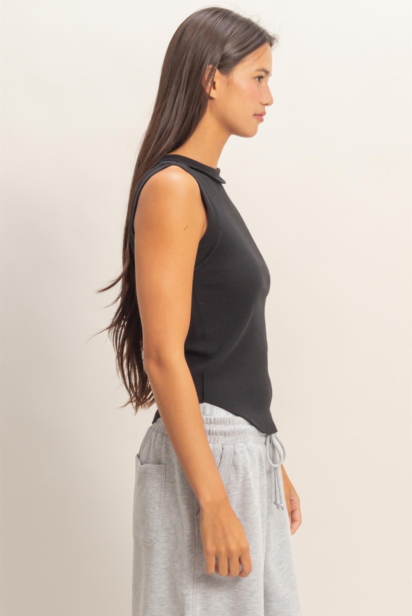 Wholesale Seam Detail Tank Top Tank Tops DZ26A369 BLACK DOUBLE ZERO