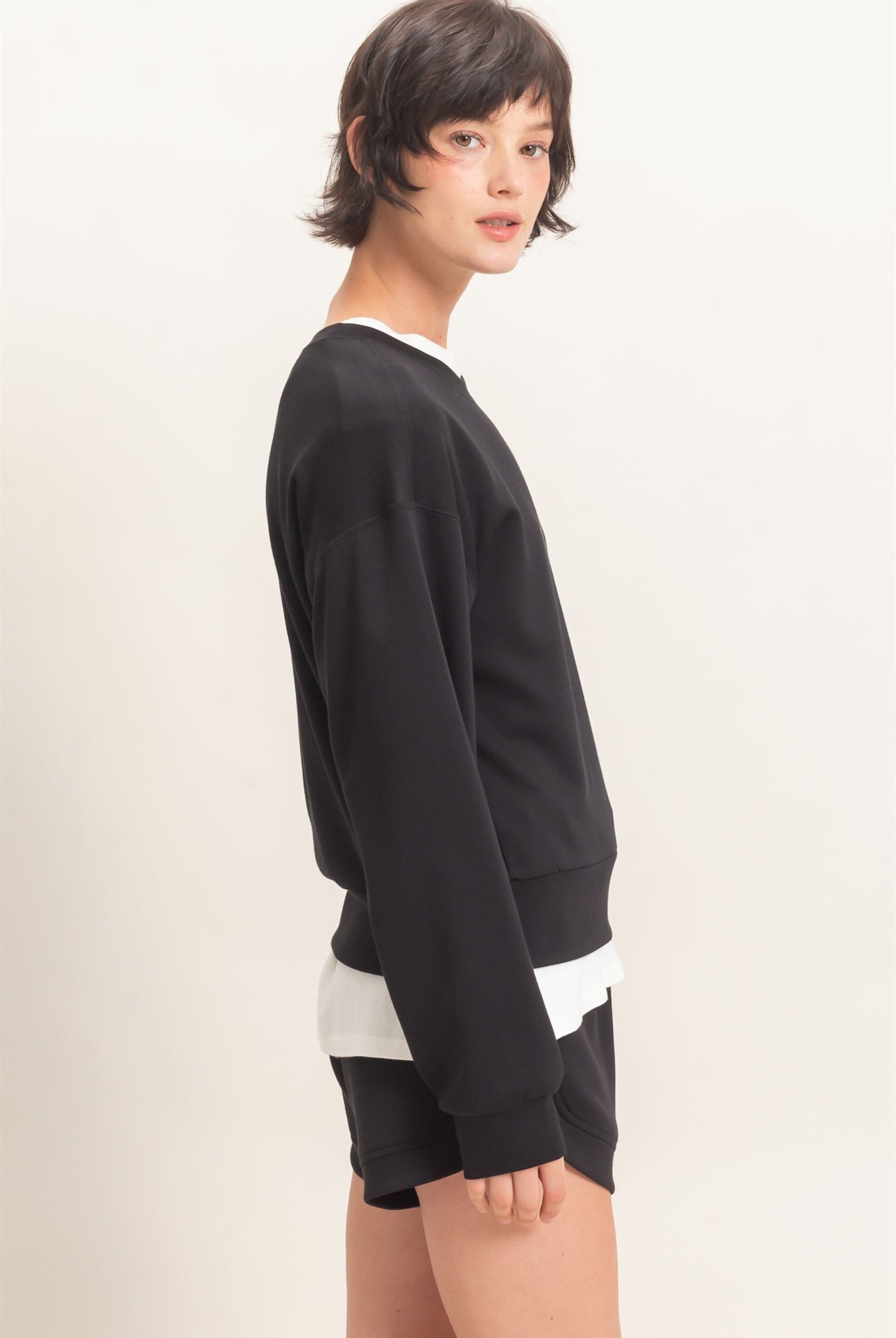 Wholesale Crew Neck Sweatshirt Sweatshirts DZ26C966 BLACK DOUBLE ZERO