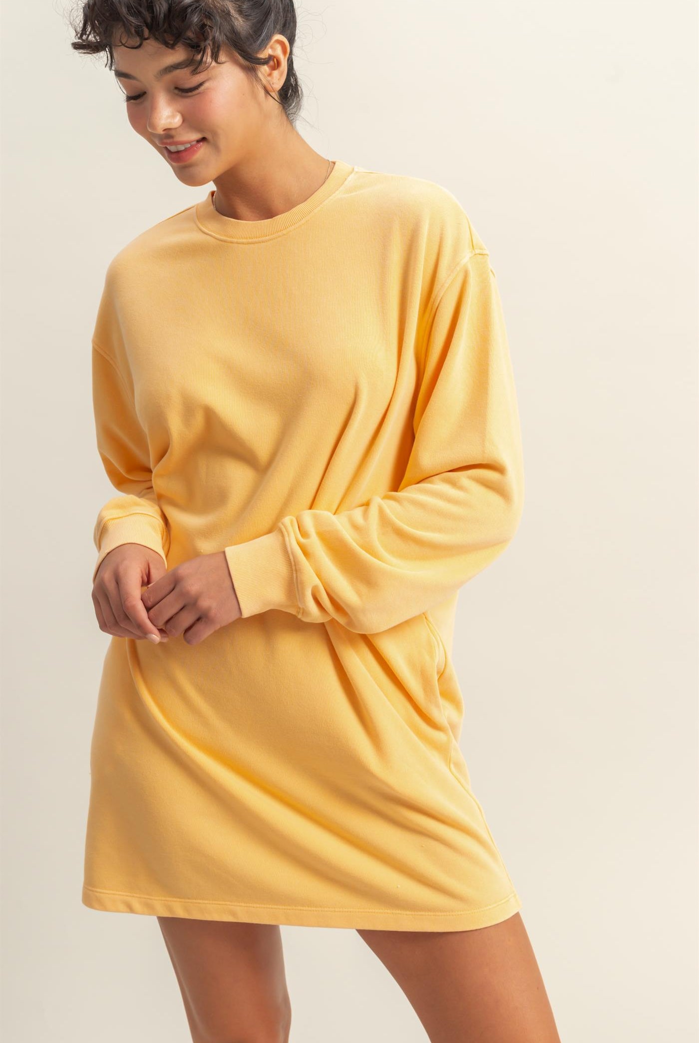 Wholesale Long Sleeve Oversized Mini Dress Dresses DZ25E114 ORANGE DOUBLE ZERO