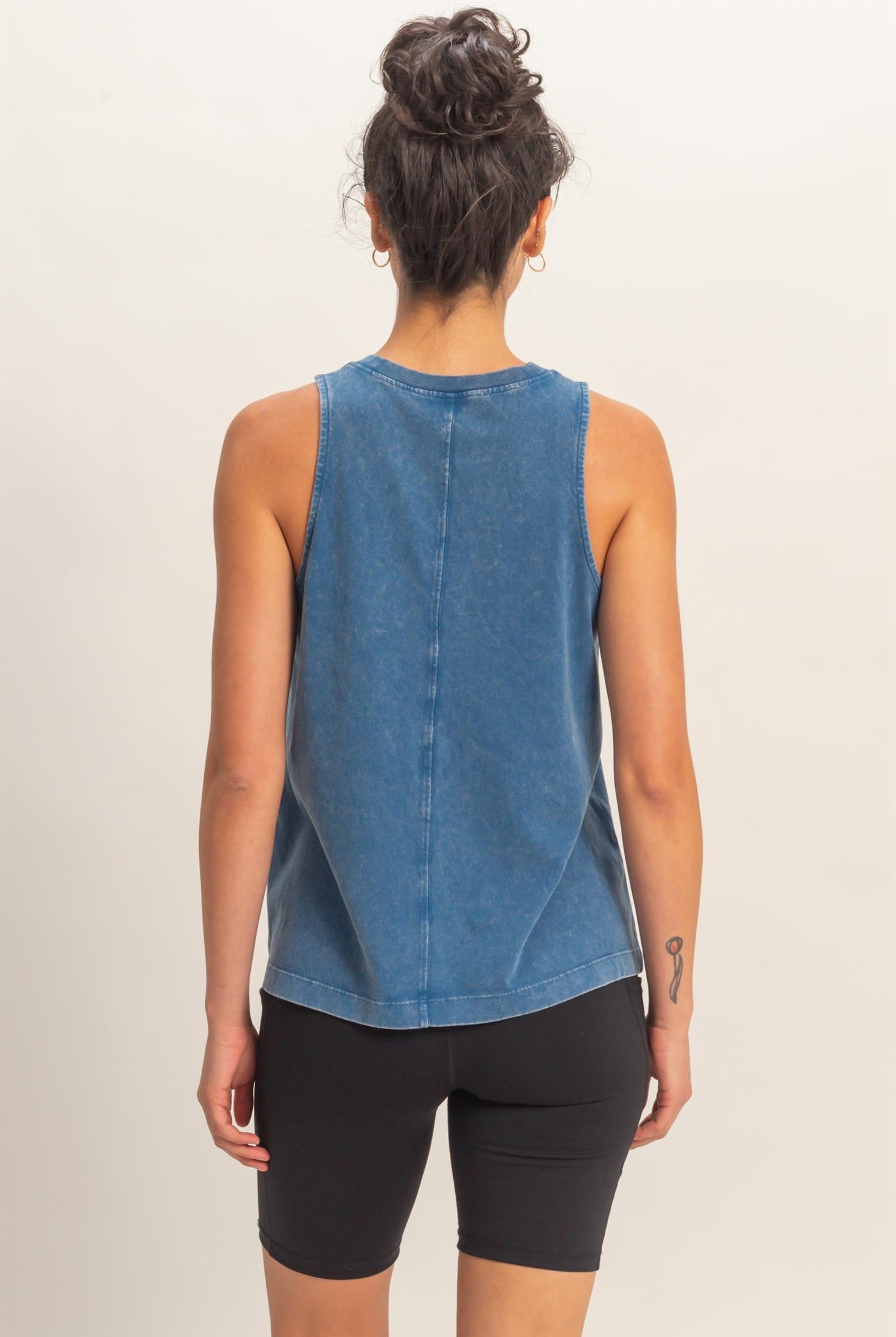 Wholesale Mineral Washed Sleeveless Top Clothing Tops DZ26A739 NAVY DOUBLE ZERO