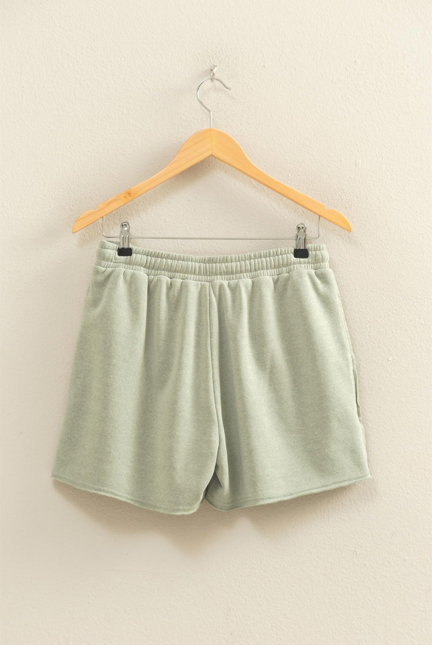 Wholesale Drawstring Burnout French Terry Shorts Shorts DZ26A328 SAGE GREEN DOUBLE ZERO