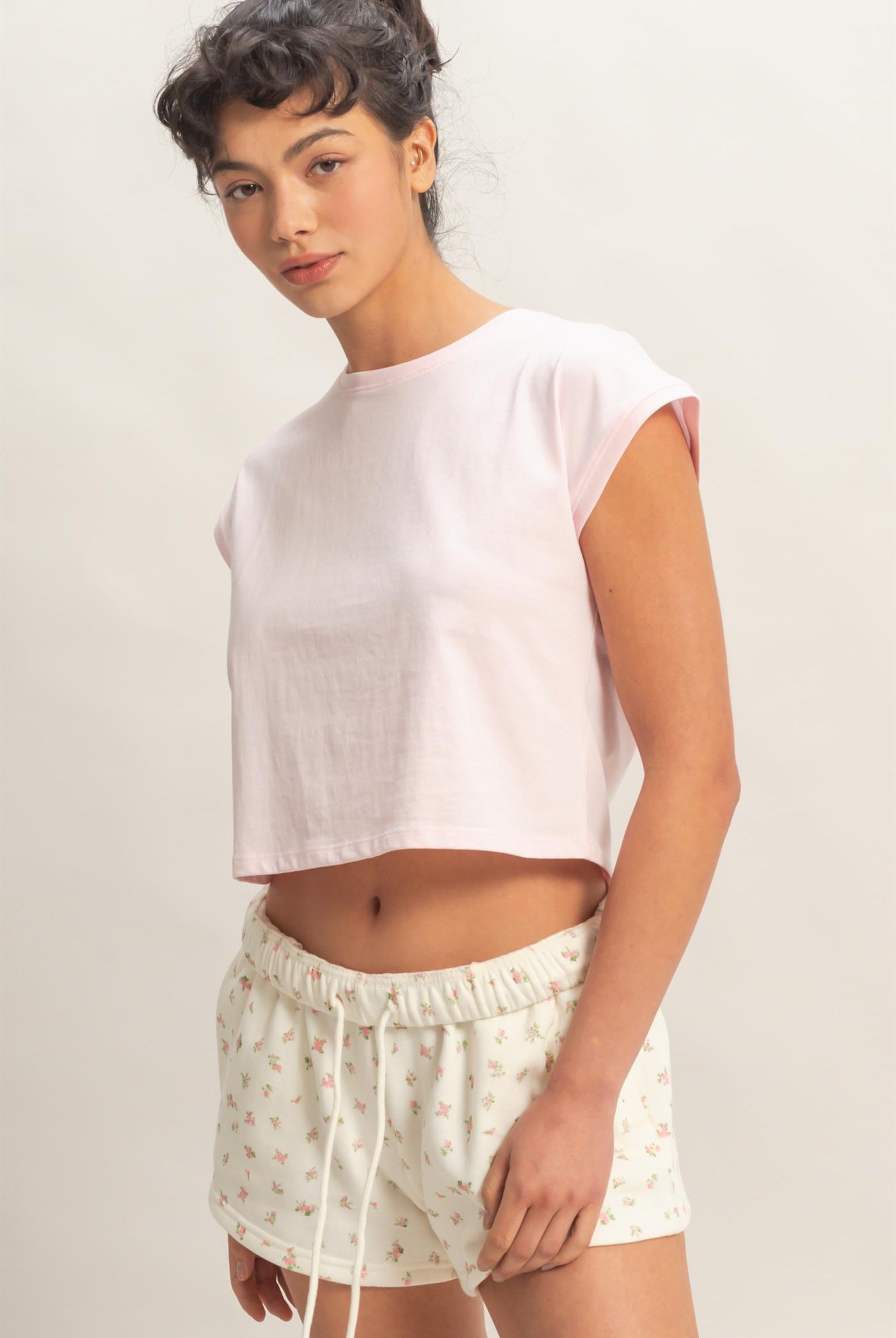 Wholesale Classic Crew Neck Sleeveless Top Shirts DZ24A652 SOFT PINK DOUBLE ZERO