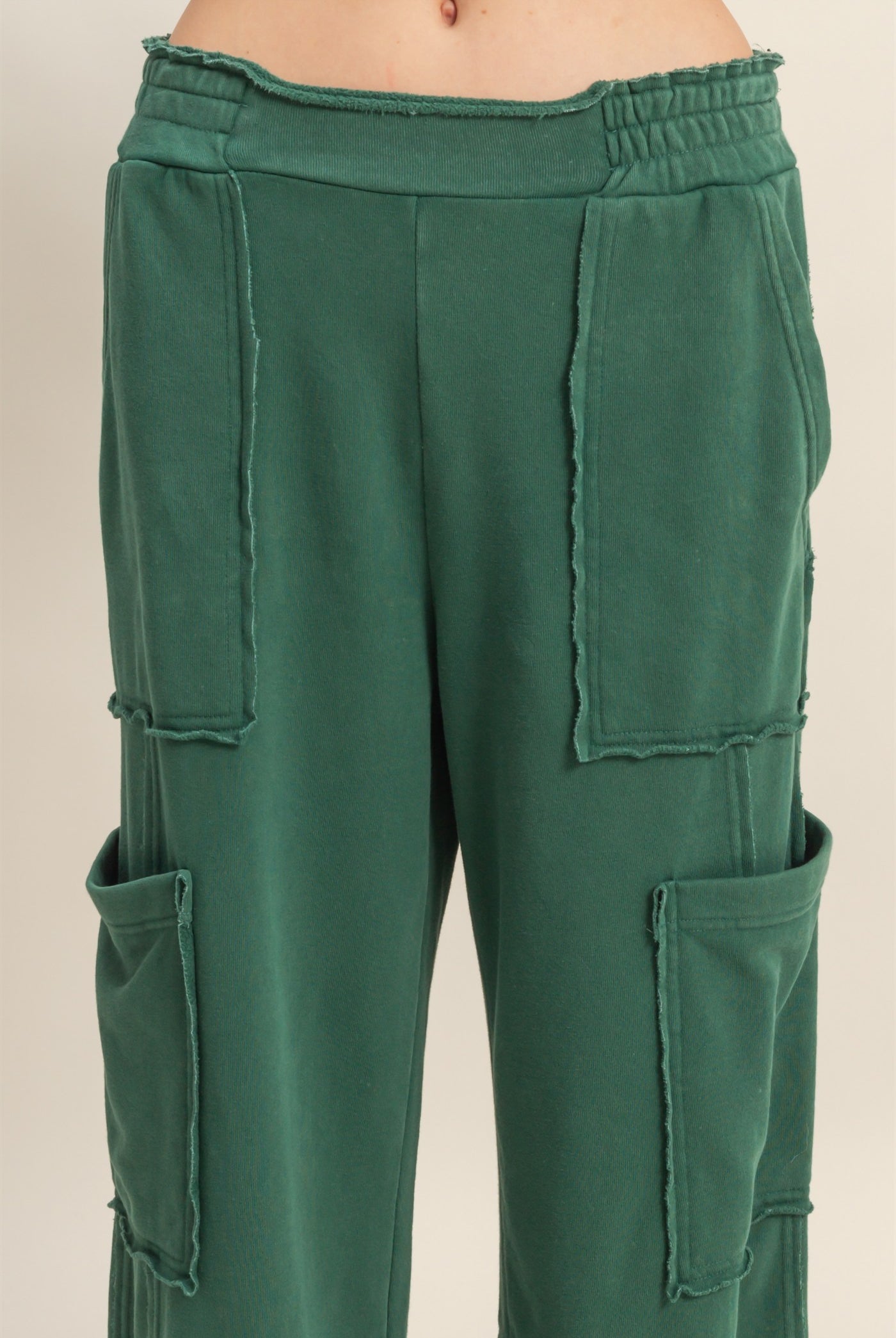 Wholesale Mineral Wash Oversized Utility Sweatpants Sweatpants DZ25C903 DARK GREEN DOUBLE ZERO
