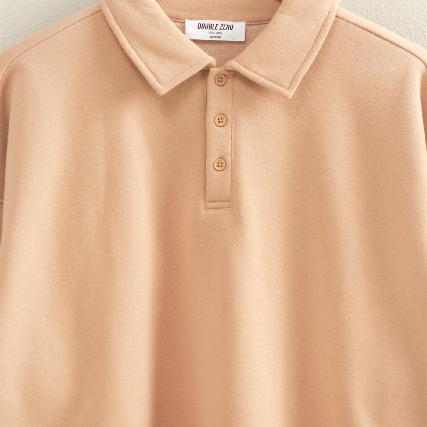 Wholesale Oversized Polo Collared Pullover Sweatshirts DZ25F074 DARK TAUPE DOUBLE ZERO