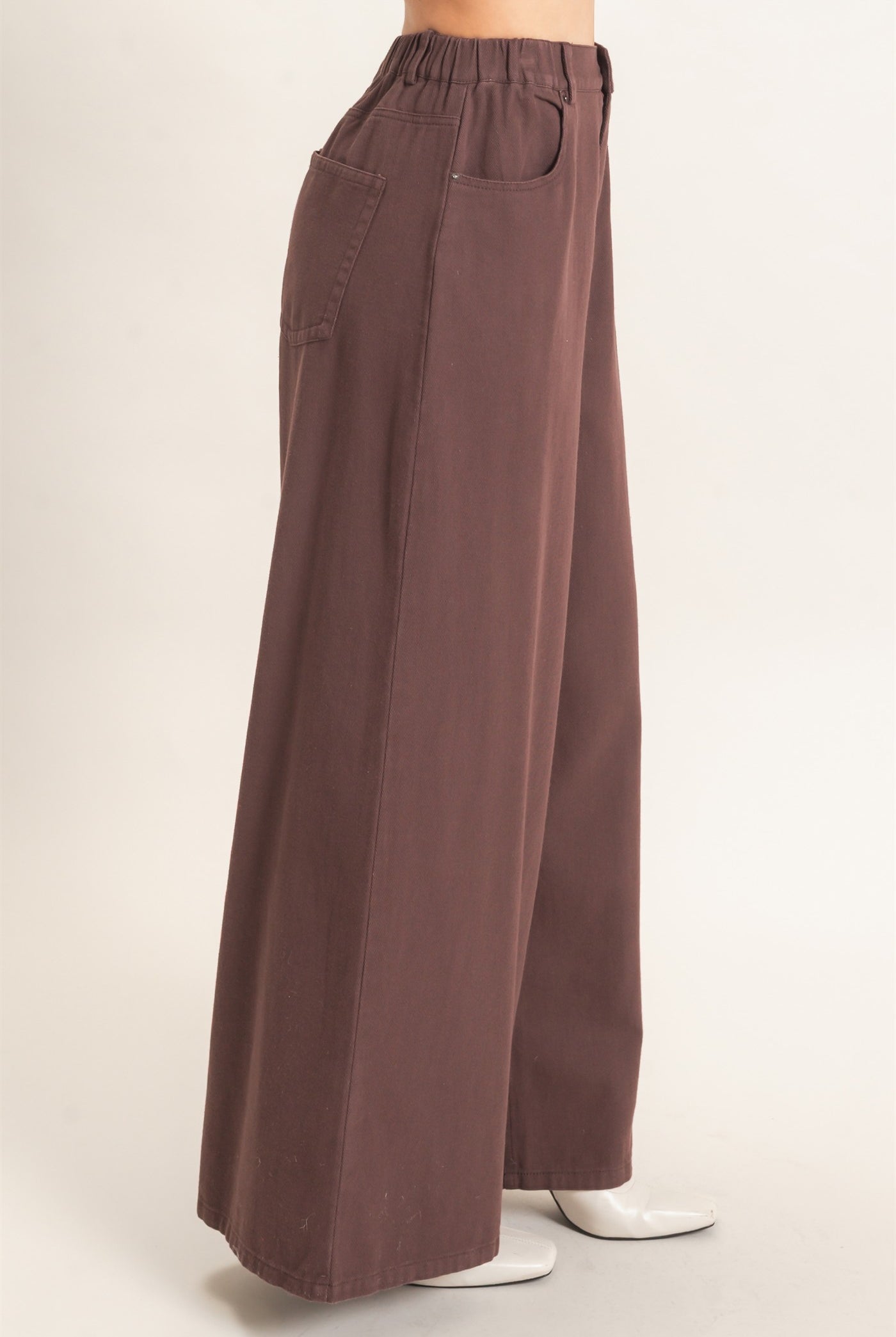 Wholesale Wide-Leg High-Rise Pants Pants HF26F222-D BROWN HYFVE