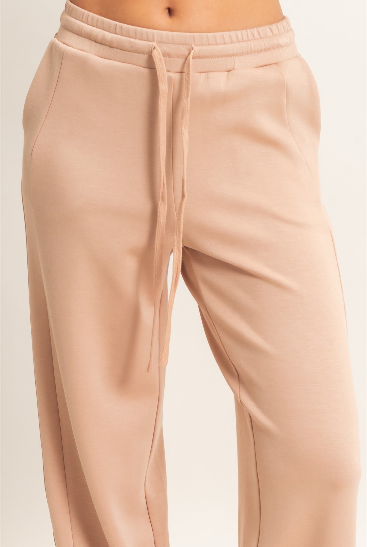 Wholesale Elastic Waist Straight Leg Pants Pants DZ26C969 DARK TAUPE DOUBLE ZERO