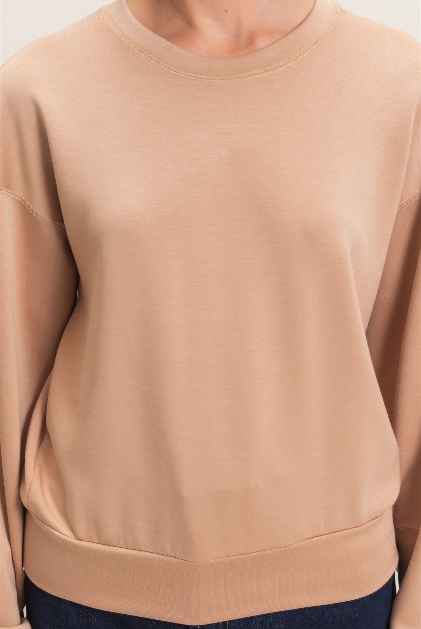 Wholesale Crew Neck Sweatshirt Sweatshirts DZ26C966 DARK TAUPE DOUBLE ZERO