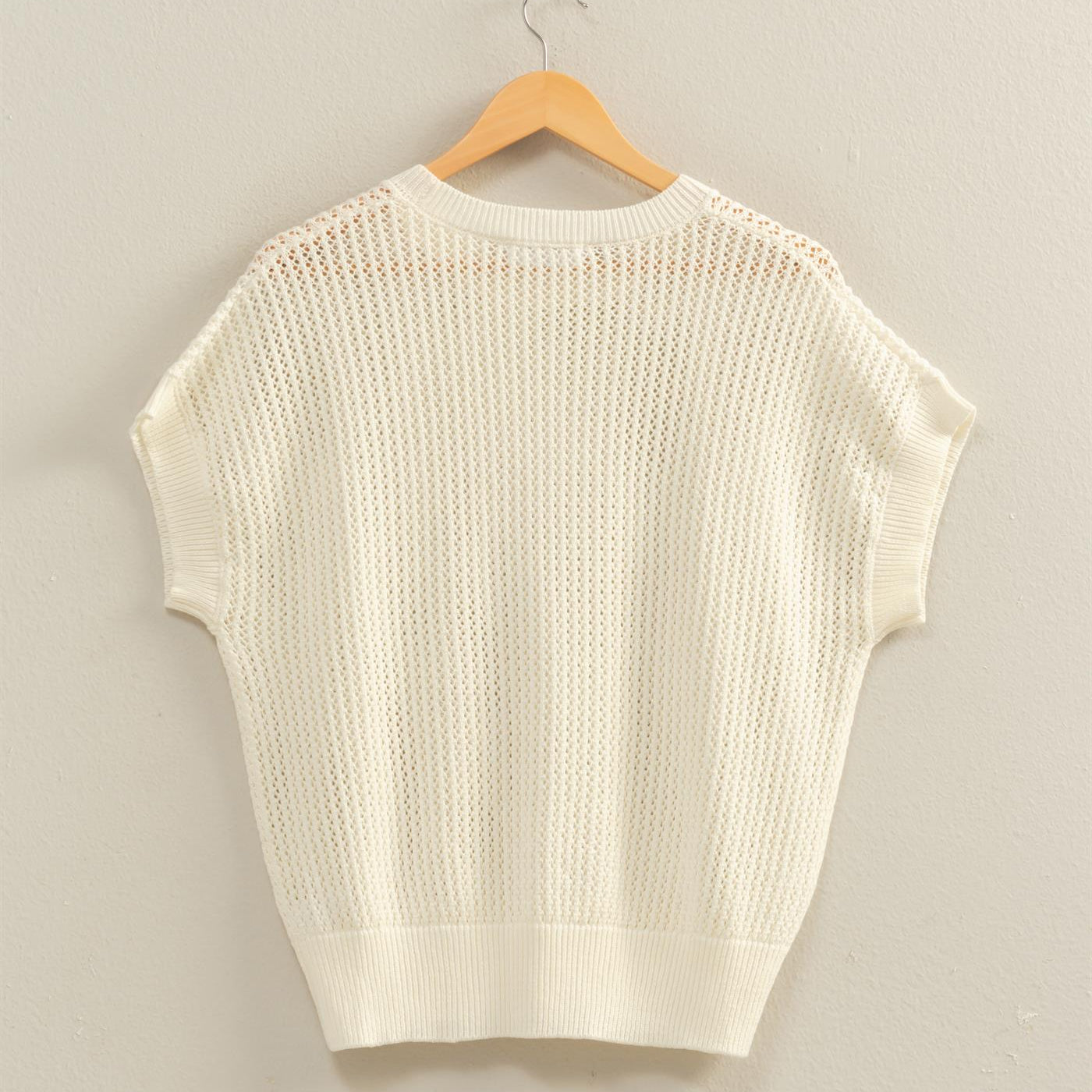 Wholesale Open-Knit Dolman Sleeve Top Clothing Tops DZ26A334 WHIP CREAM DOUBLE ZERO