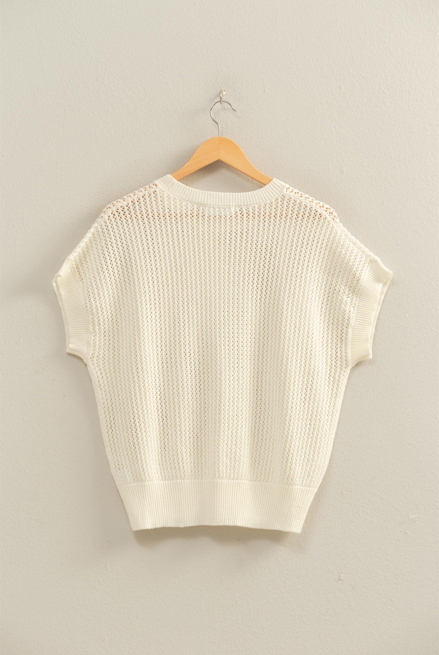 Wholesale Open-Knit Dolman Sleeve Top Clothing Tops DZ26A334 WHIP CREAM DOUBLE ZERO