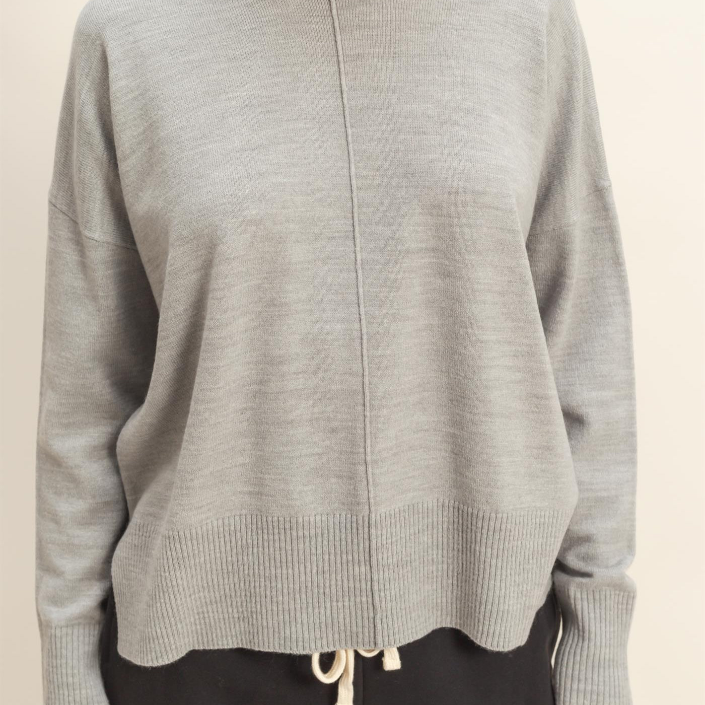 Wholesale Not A Player Roll Neck Drop Shoulder Sweater Sweaters DZ25C938 HEATHER GRAY DOUBLE ZERO