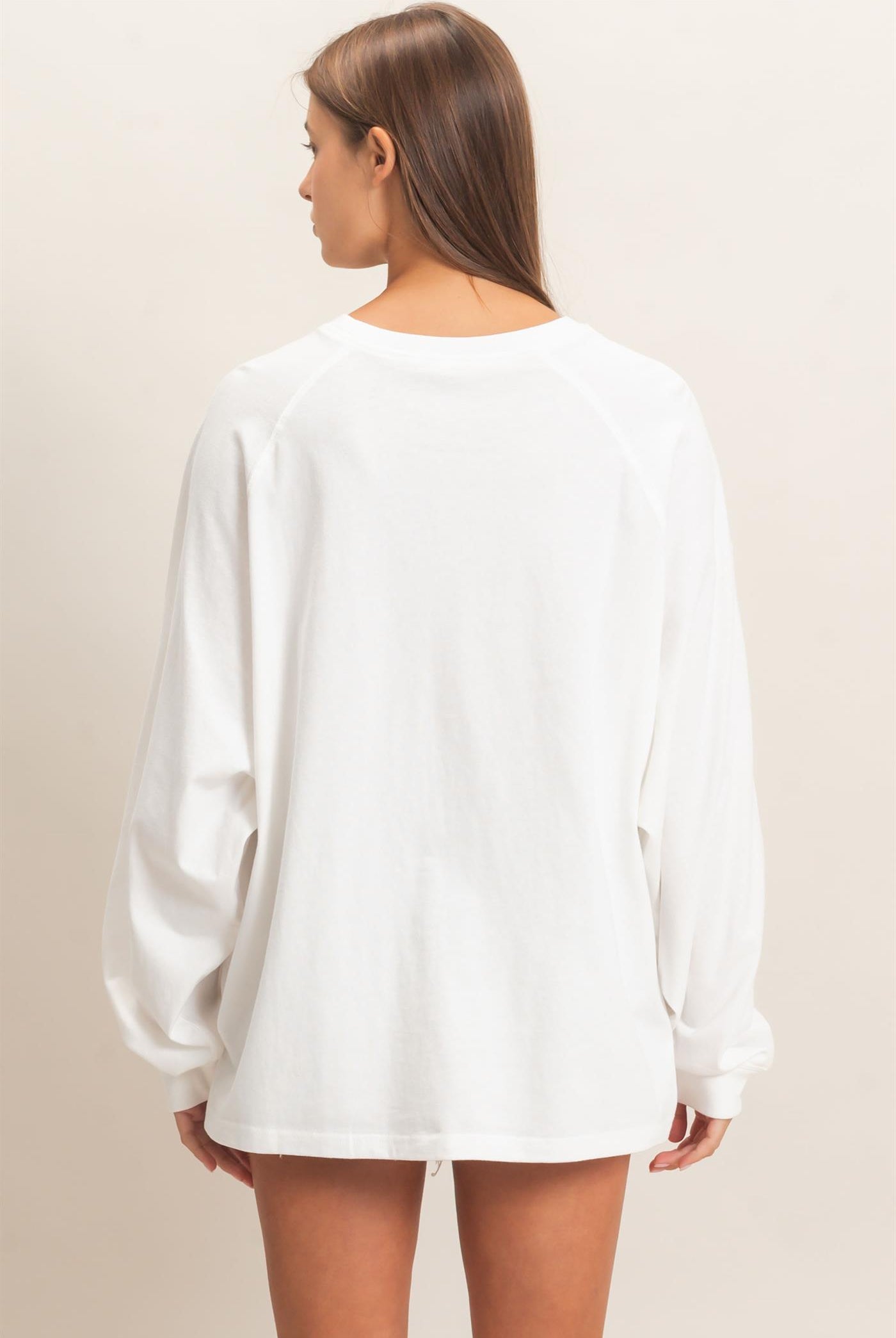 Wholesale Pigment Dye Oversized Long Sleeve Top Clothing Tops DZ26A825 WHITE DOUBLE ZERO