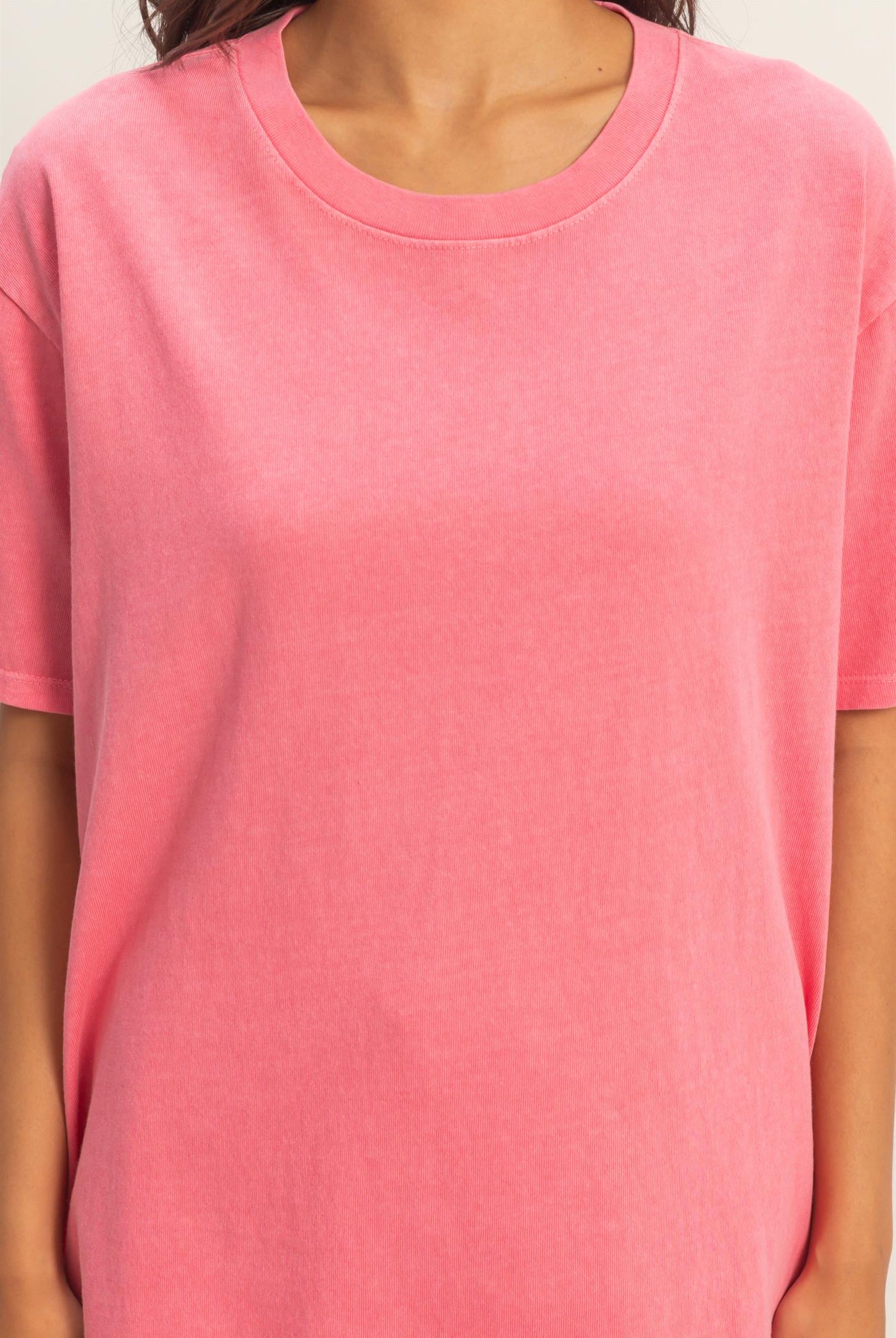Wholesale Pigment Dyed Crew Neck T-Shirt T-Shirts DZ26A267 TAFFY PINK DOUBLE ZERO