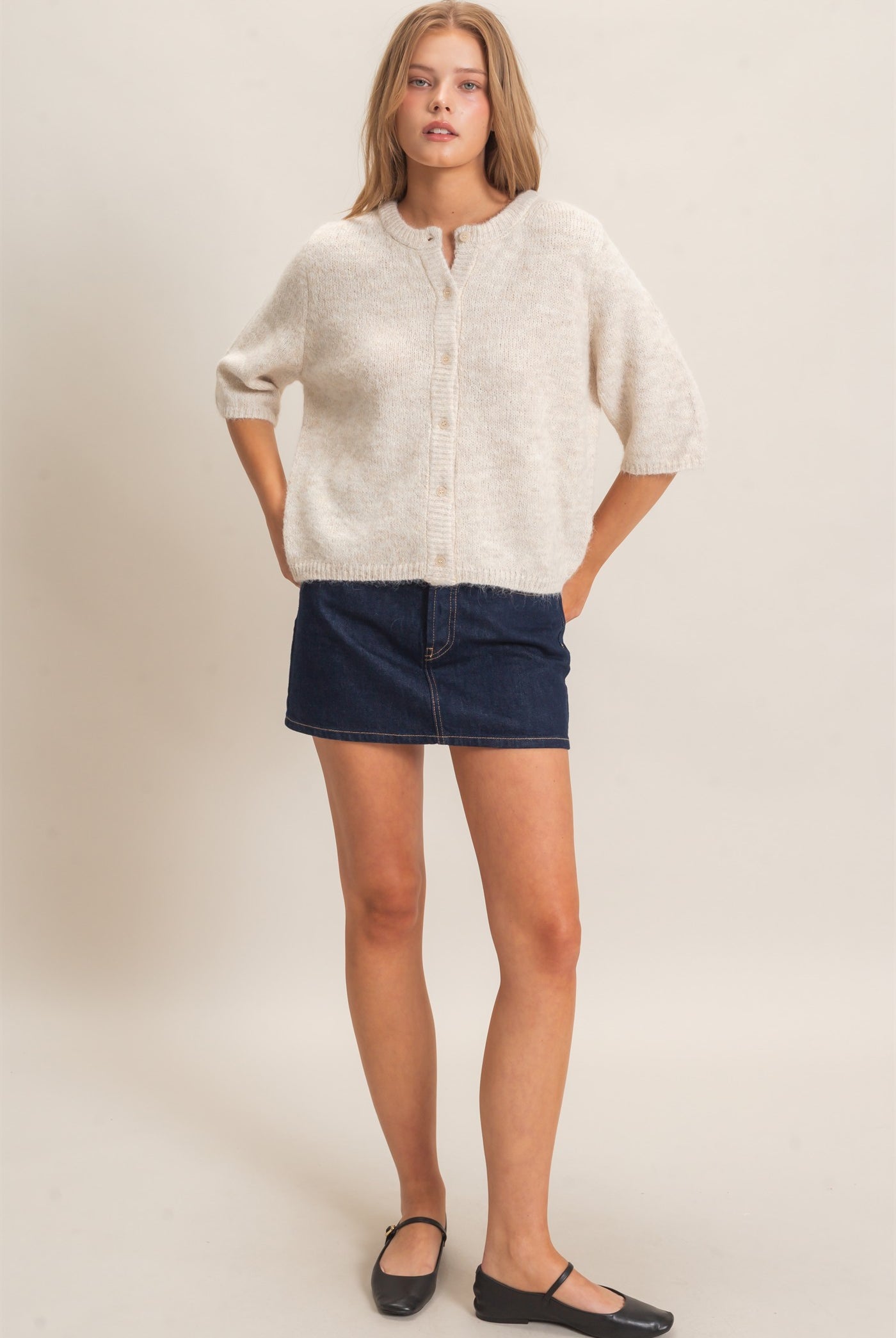 Wholesale Button-Up Cardigan Cardigans HF26E228 OATMEAL HYFVE