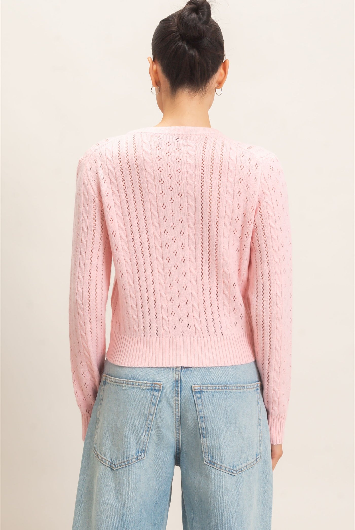 Wholesale Cable Knit Cardigan Cardigans HF26E150 PINK HYFVE