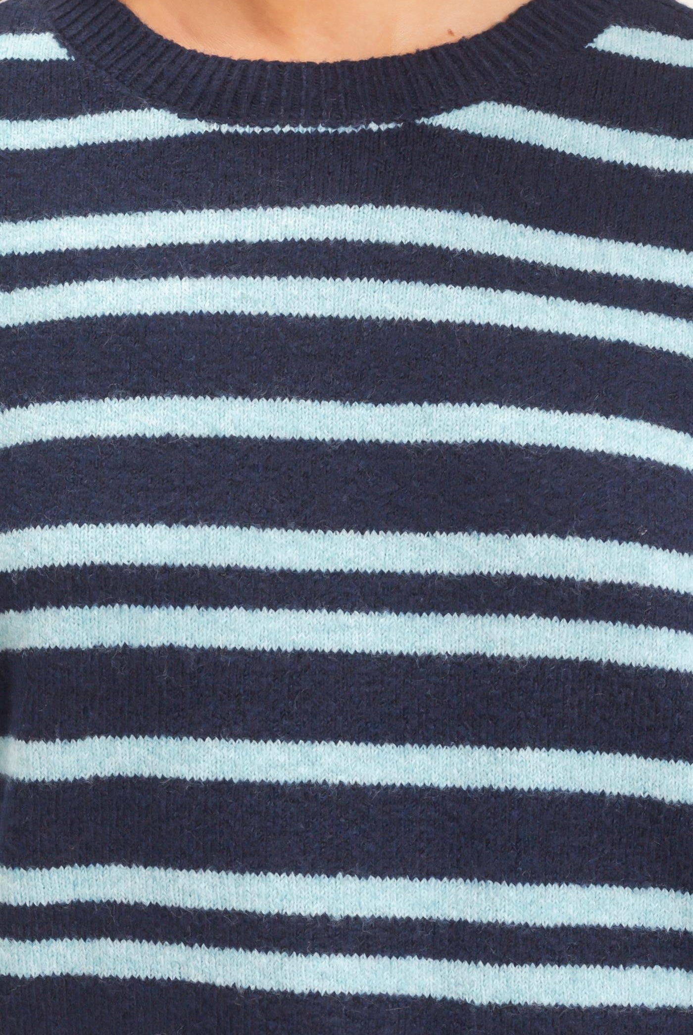 Wholesale Striped Crew Neck Sweater Sweaters DZ26E389 NAVY DOUBLE ZERO