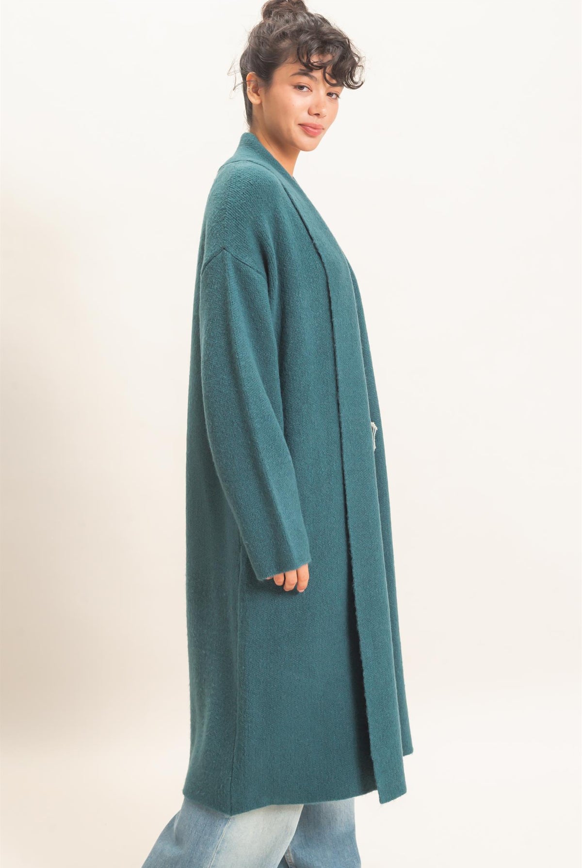 Wholesale Duster Cardigan Sweaters DZ26E267 DARK TEAL DOUBLE ZERO