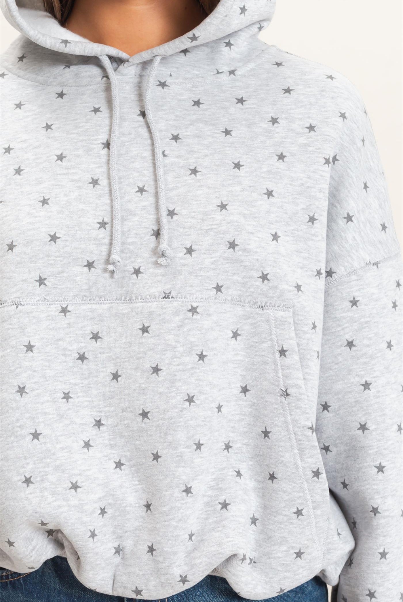 Wholesale Star Print Bubble Hoodie Hoodies DZ26C911 HEATHER GRAY DOUBLE ZERO