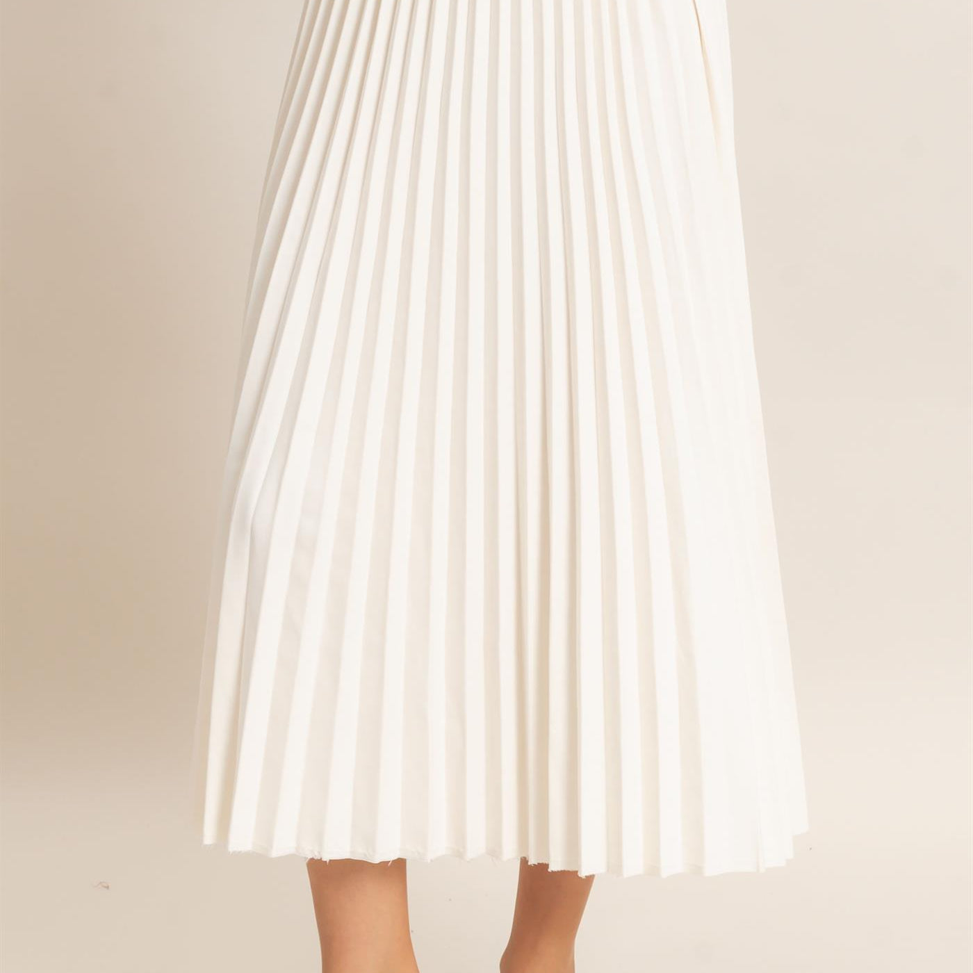 Wholesale Suede Accordion Pleated Skirt Skirts HF26F084-D CREAM HYFVE