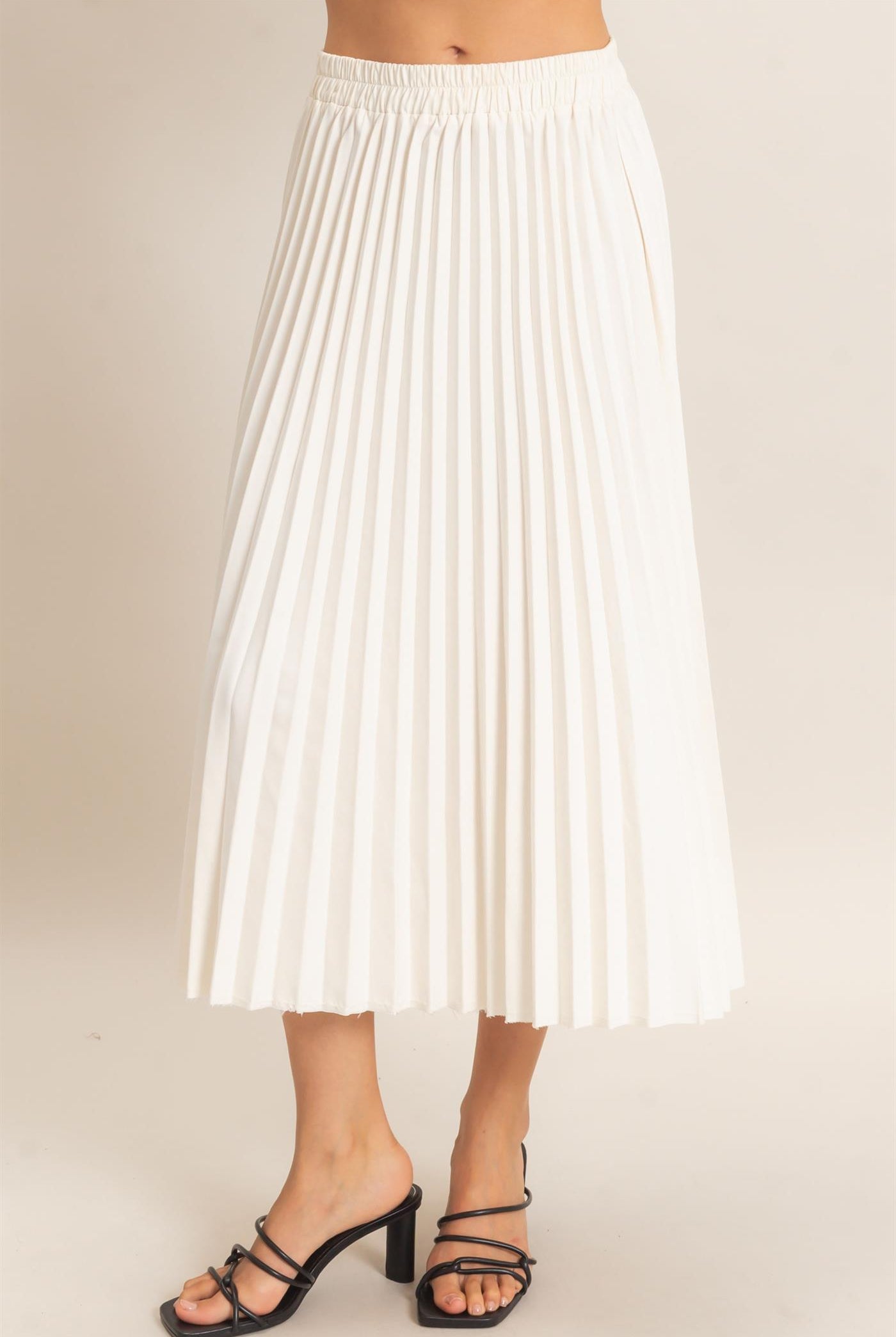 Wholesale Suede Accordion Pleated Skirt Skirts HF26F084-D CREAM HYFVE
