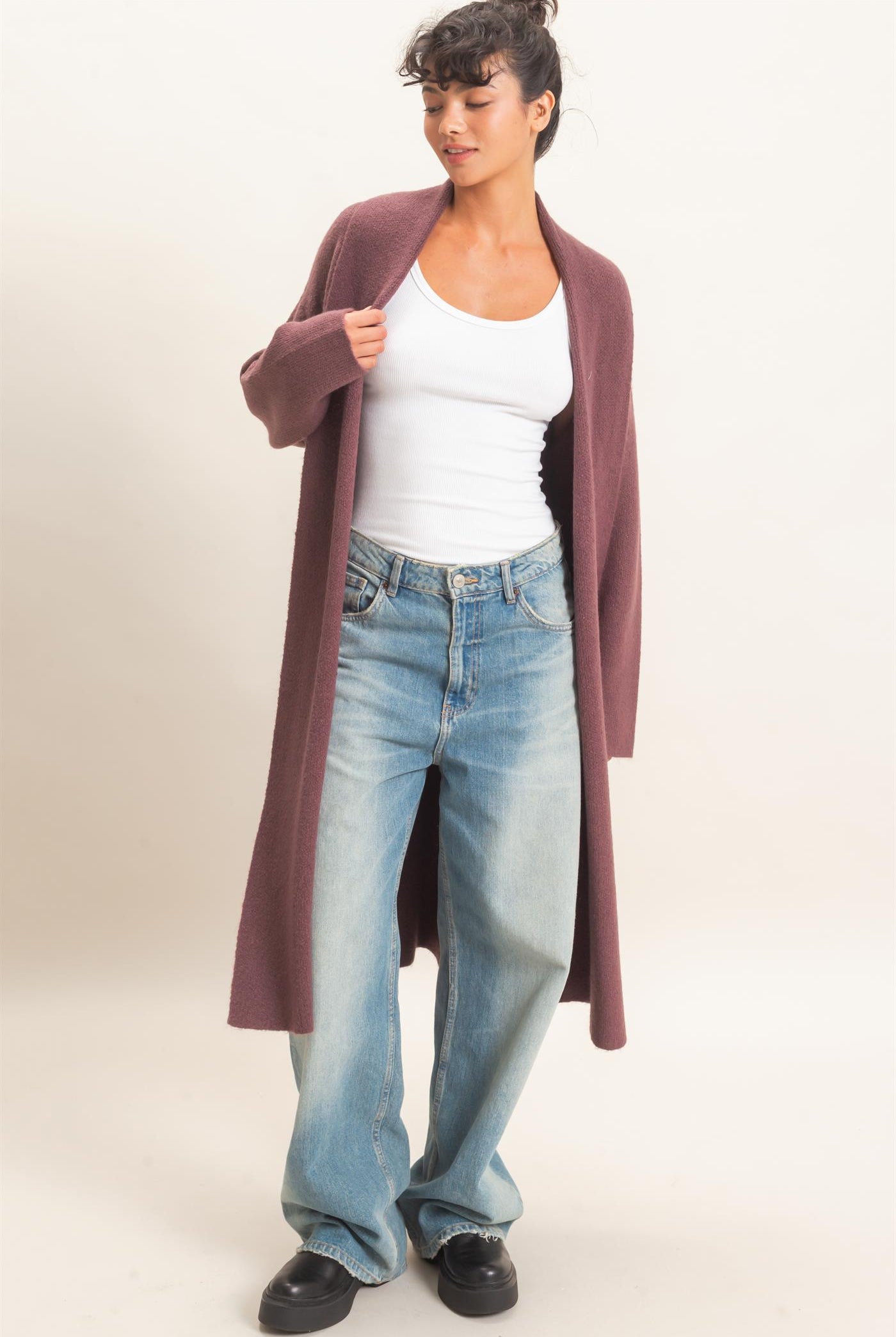 Wholesale Duster Cardigan Sweaters DZ26E267 COCOA DOUBLE ZERO