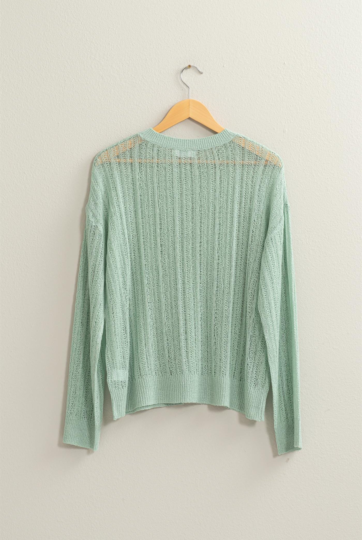 Wholesale Drop Shoulder Sweater Clothing Tops DZ24A477-D MINT DOUBLE ZERO