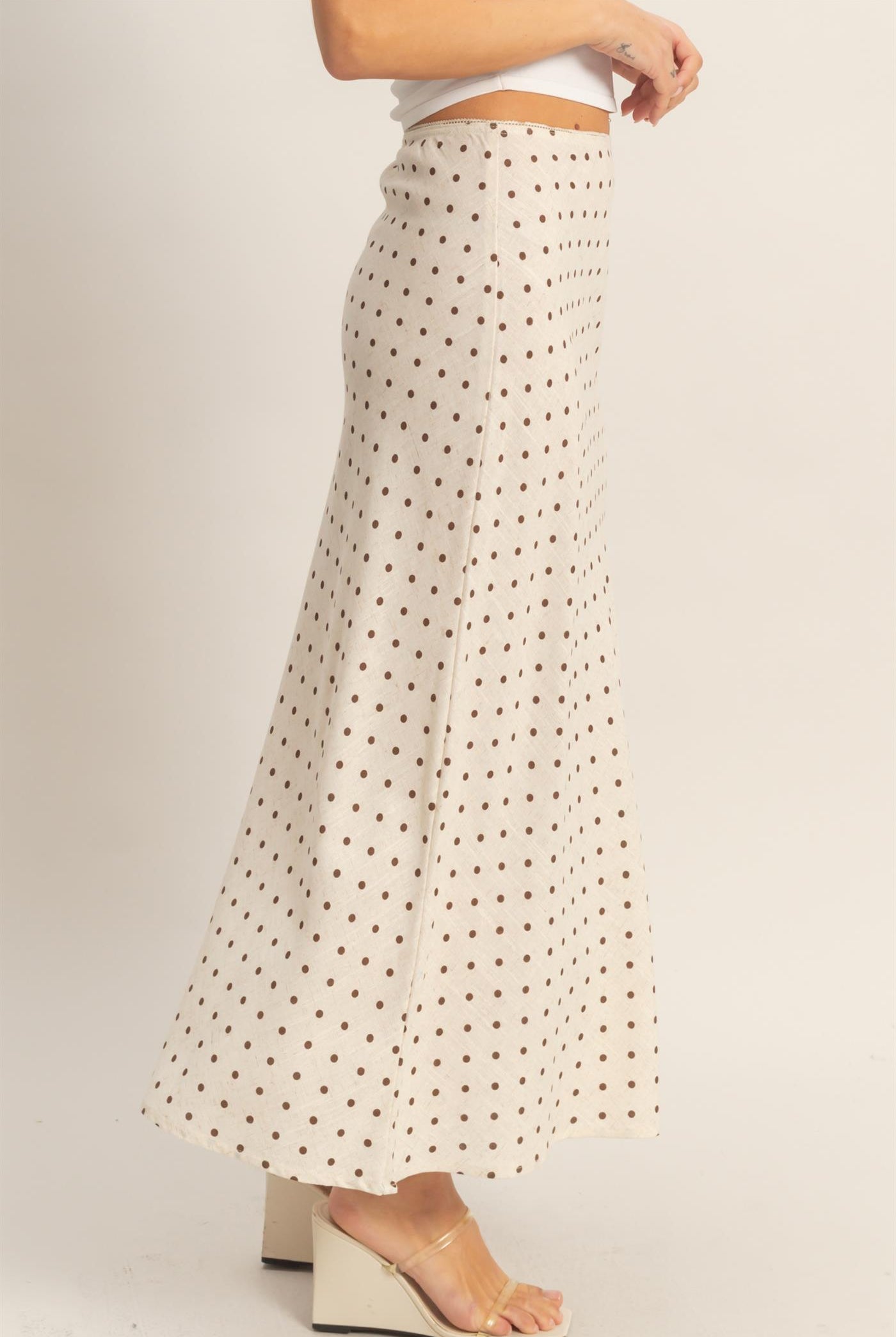 Wholesale Polka Dot A-Line Skirt Skirts HF26E416-D OATMEAL HYFVE