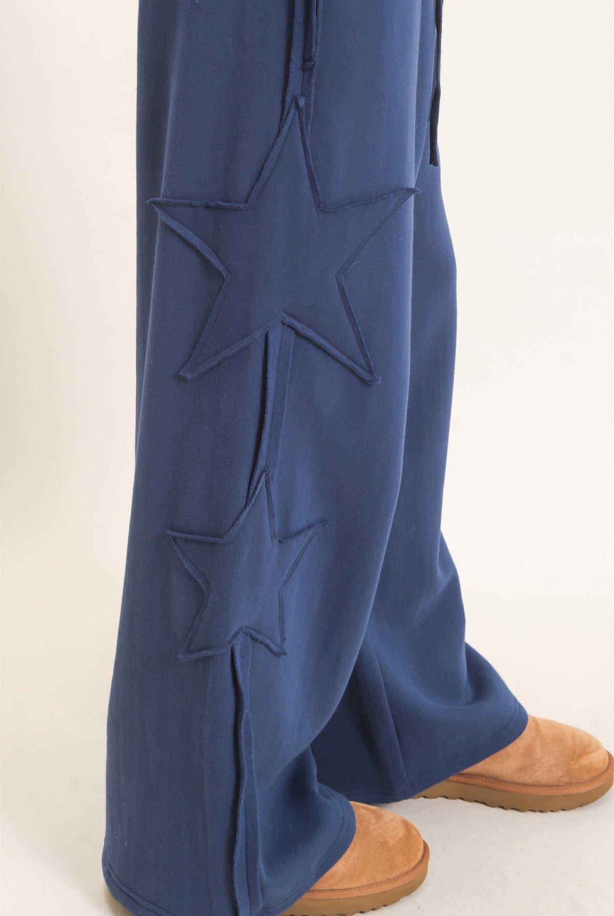 Wholesale French Terry Star Patch Sweatpants Pants DZ27A197 NAVY DOUBLE ZERO