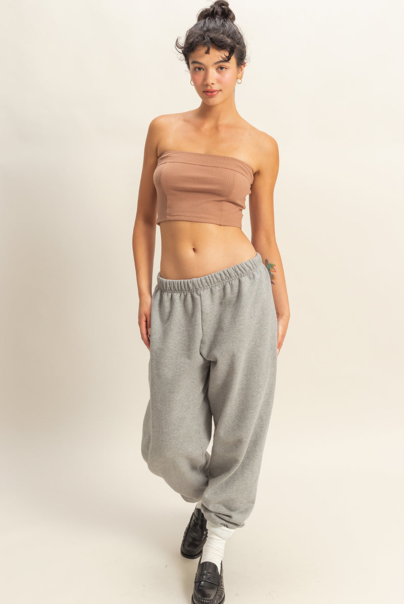 Wholesale Strapless Ribbed Crop Top Clothing Tops DZ23E512 CHOCOLATE MILK DOUBLE ZERO
