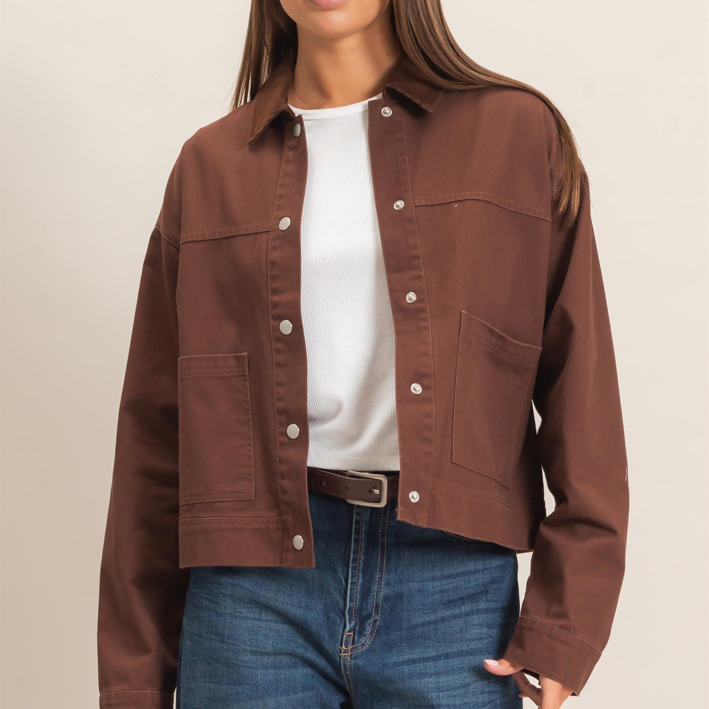 Wholesale Twill Barn Jacket Coats & Jackets DZ26E394 DARK BROWN DOUBLE ZERO