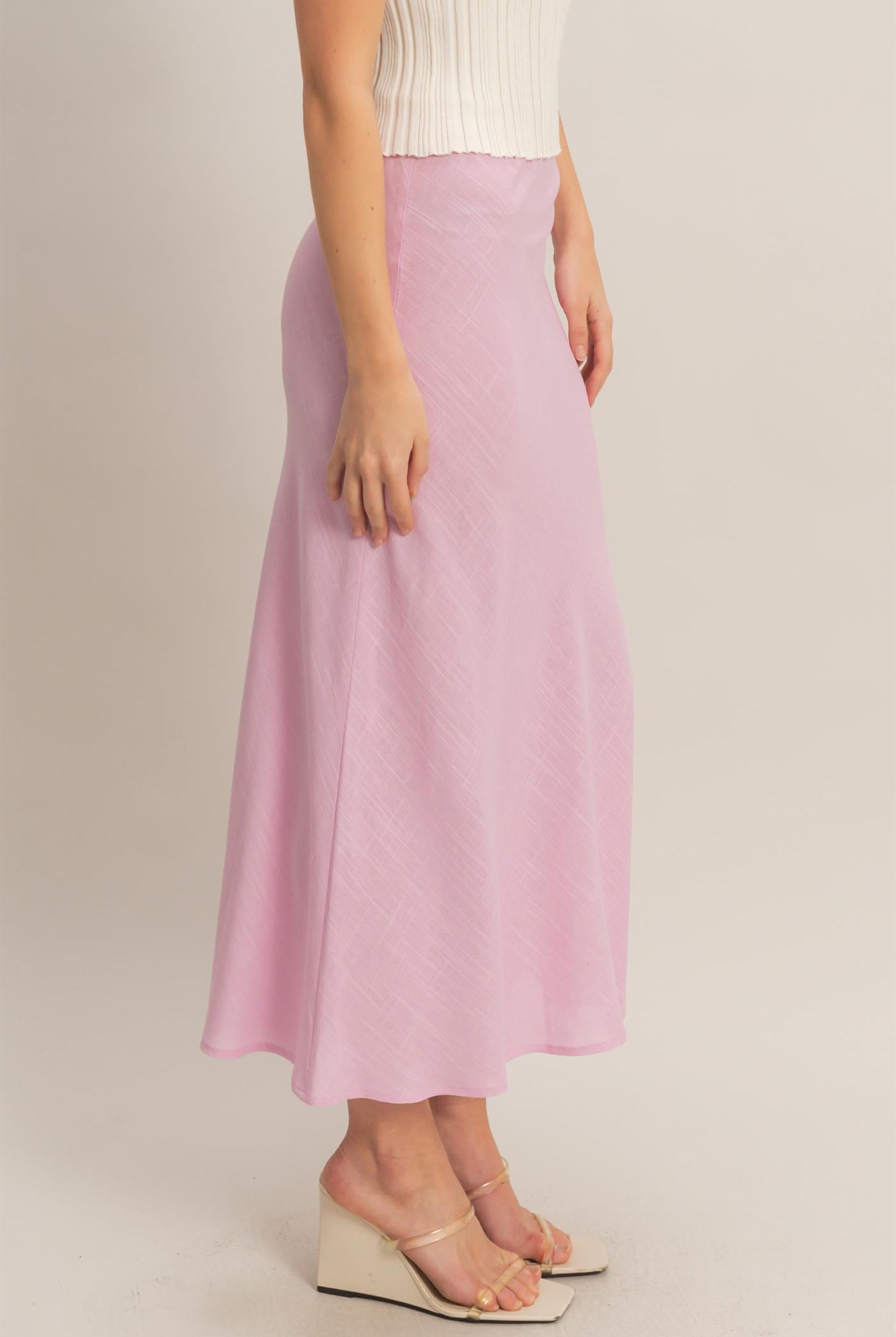 Wholesale Maxi Skirt With Elastic Waistband Skirts HF26A473-D PINK LAVENDER HYFVE
