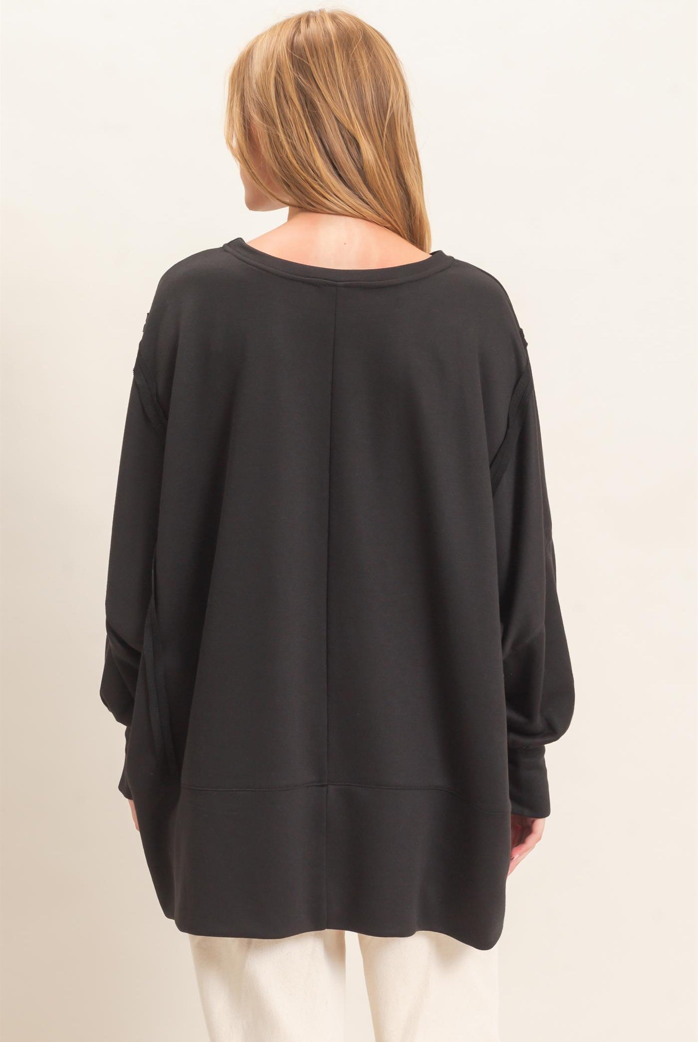 Wholesale Oversized Crew Neck Sweatshirt Sweatshirts HF26F132 BLACK HYFVE
