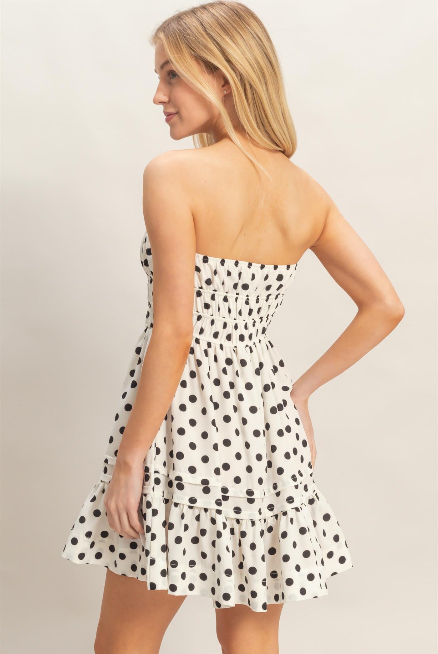 Wholesale Polka Dot Tube Top Dress Dresses HF26C106 WHITE HYFVE