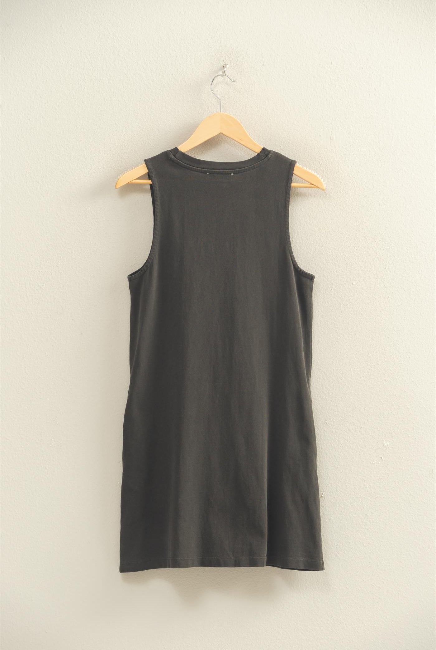Wholesale Pigment Dyed Sleeveless Mini Dres Dresses DZ26A745 BLACK DOUBLE ZERO