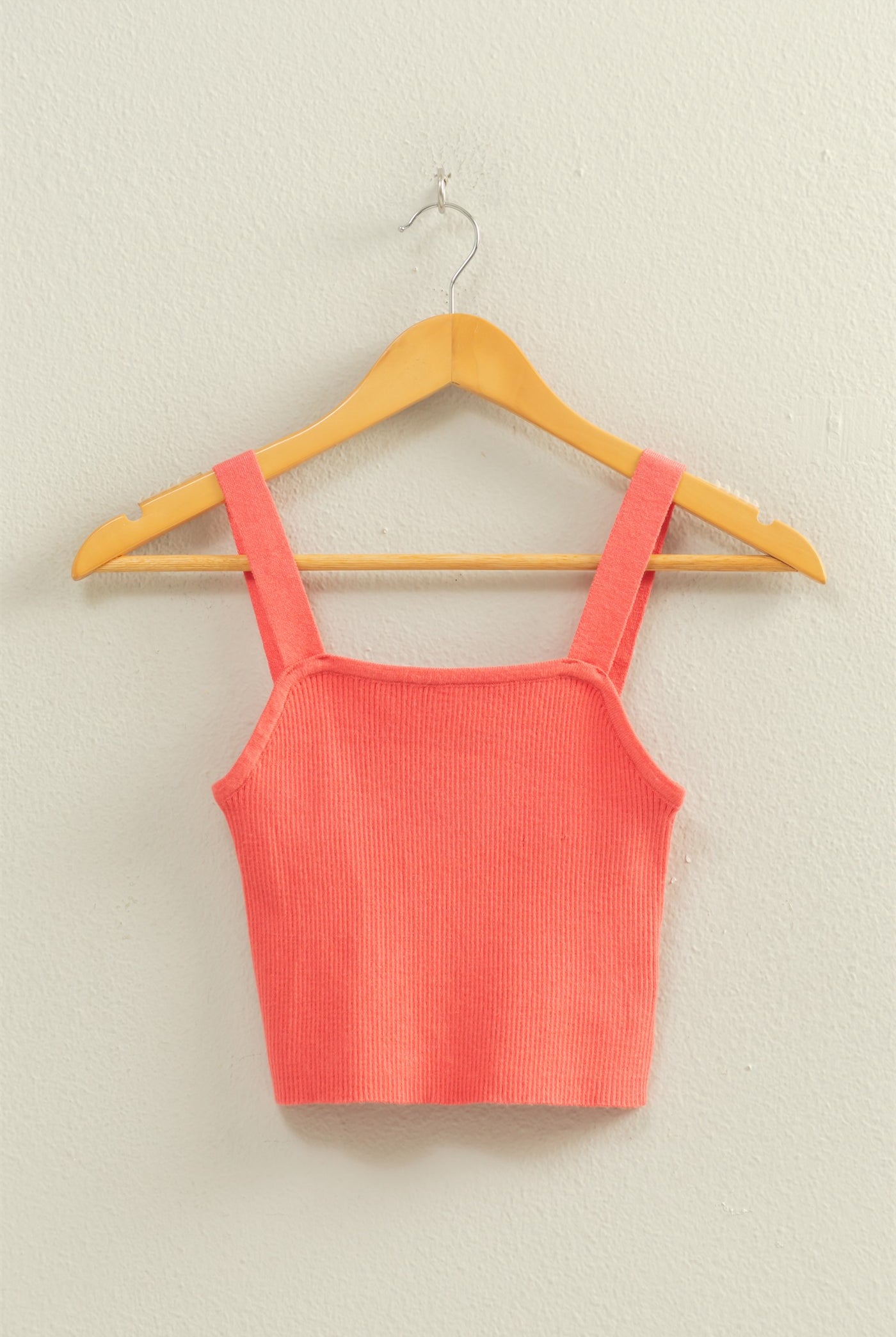 Wholesale Ribbed Cropped Tank Top Clothing Tops DZ23A825 CORAL DOUBLE ZERO
