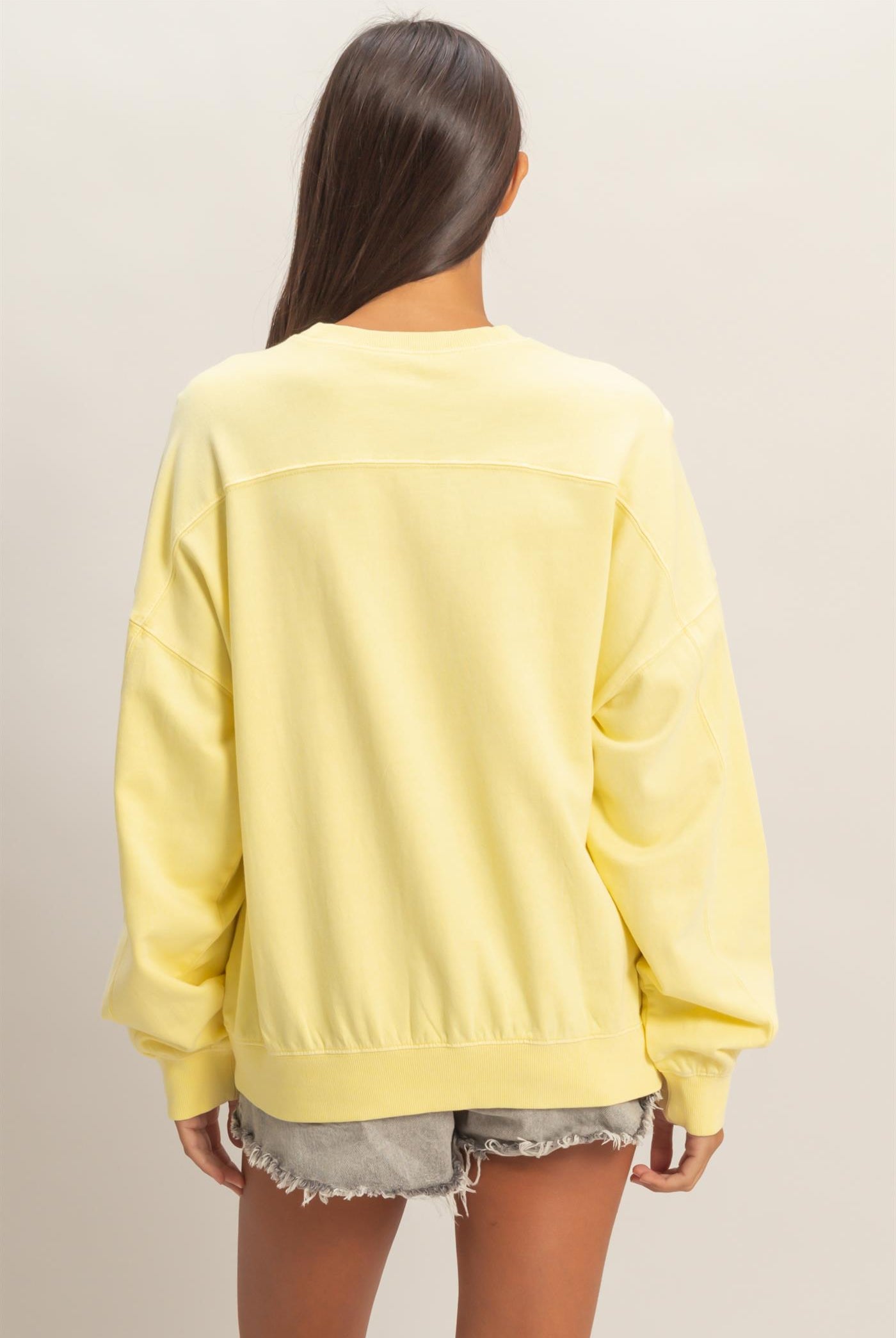 Wholesale Ribbed Crew Neck Sweatshirt Sweatshirts DZ26A265 PALE YELLOW DOUBLE ZERO