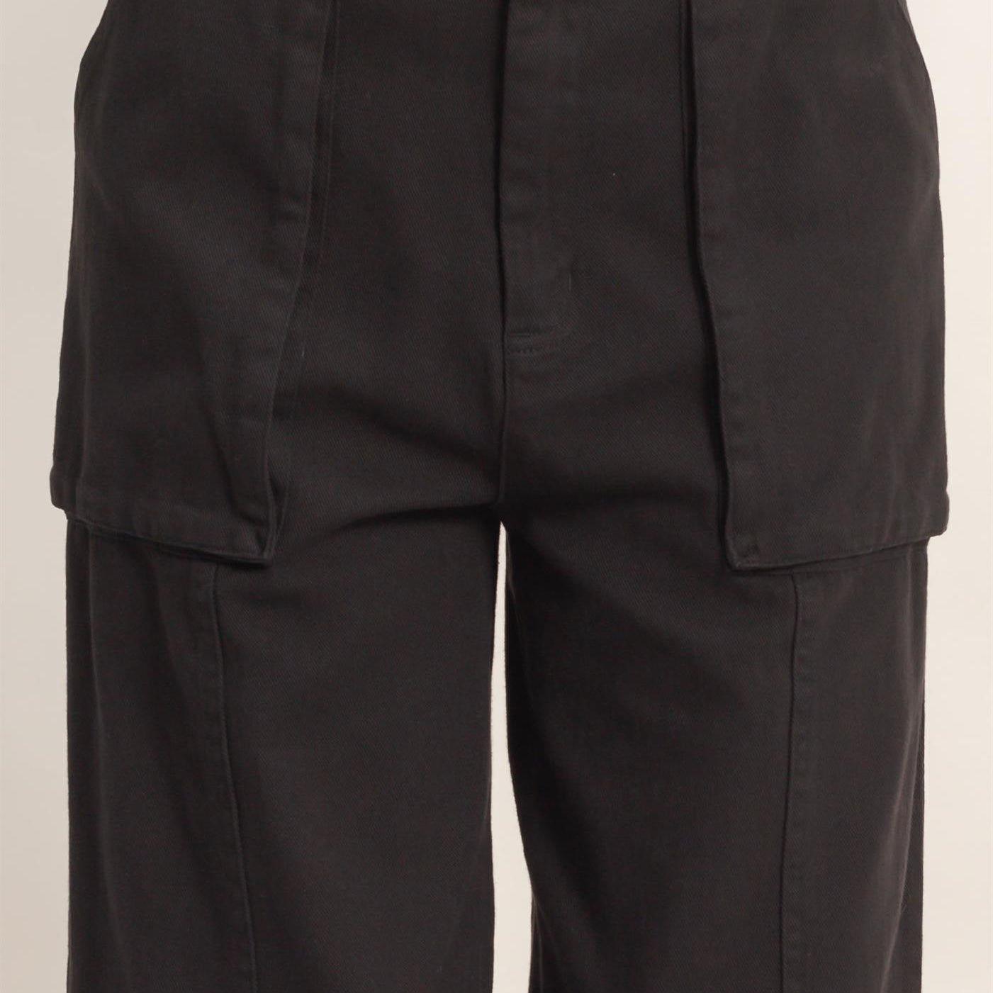 Wholesale High Rise Cargo Pants With Ankle Ties Pants DZ24C156 BLACK DOUBLE ZERO