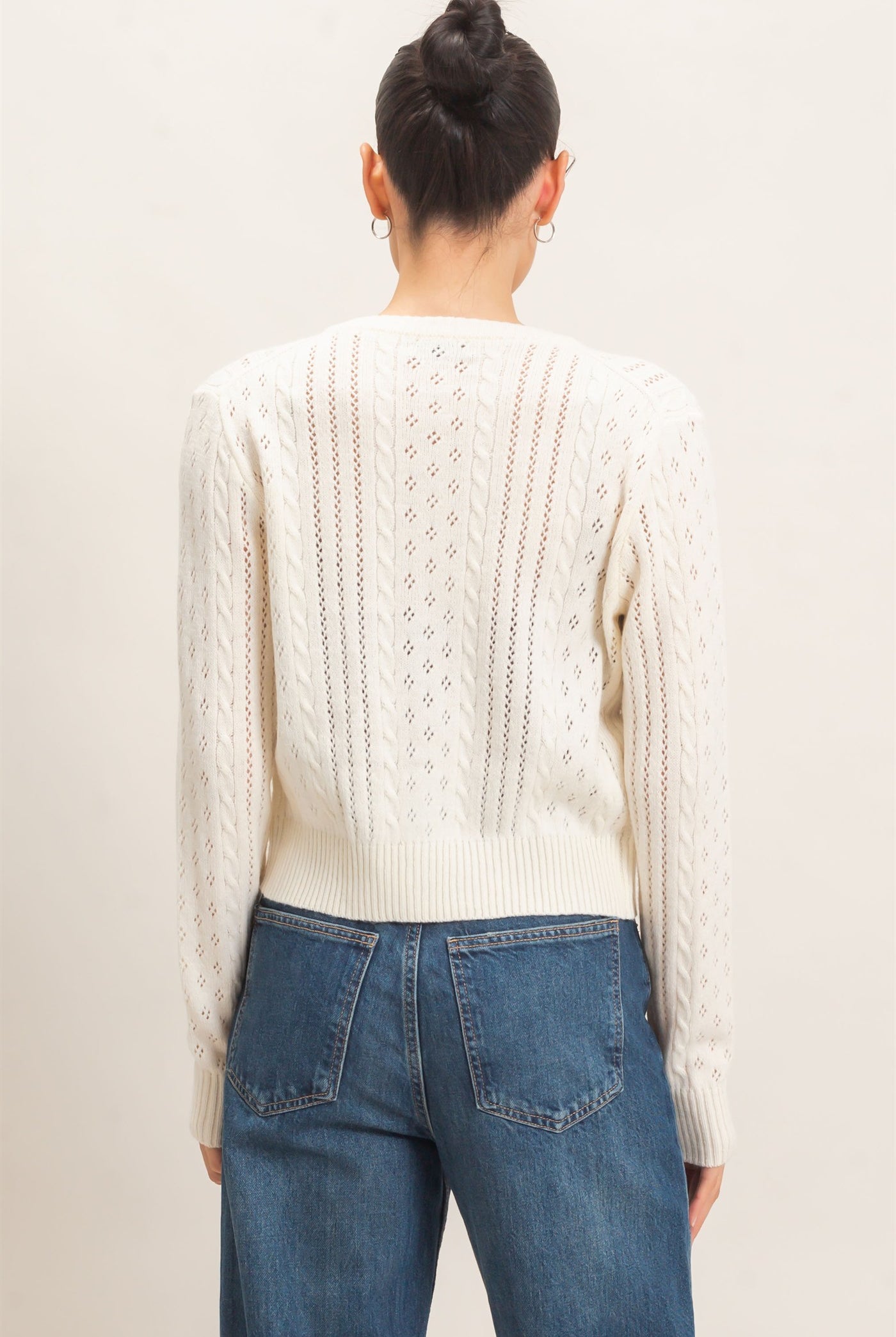 Wholesale Cable Knit Cardigan Cardigans HF26E150 WARM CREAM HYFVE