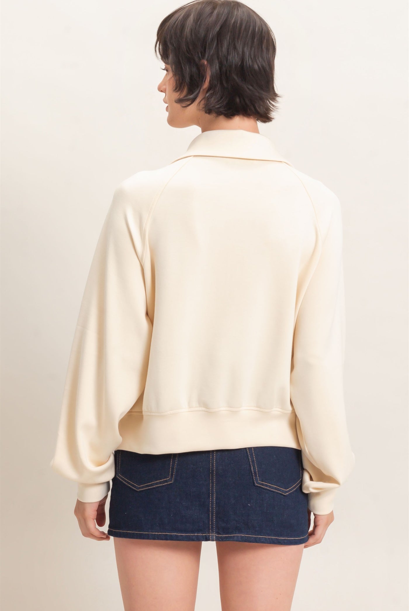 Wholesale Half-Zip Collar Raglan Pullover Sweatshirts DZ26C967 ALPACA DOUBLE ZERO