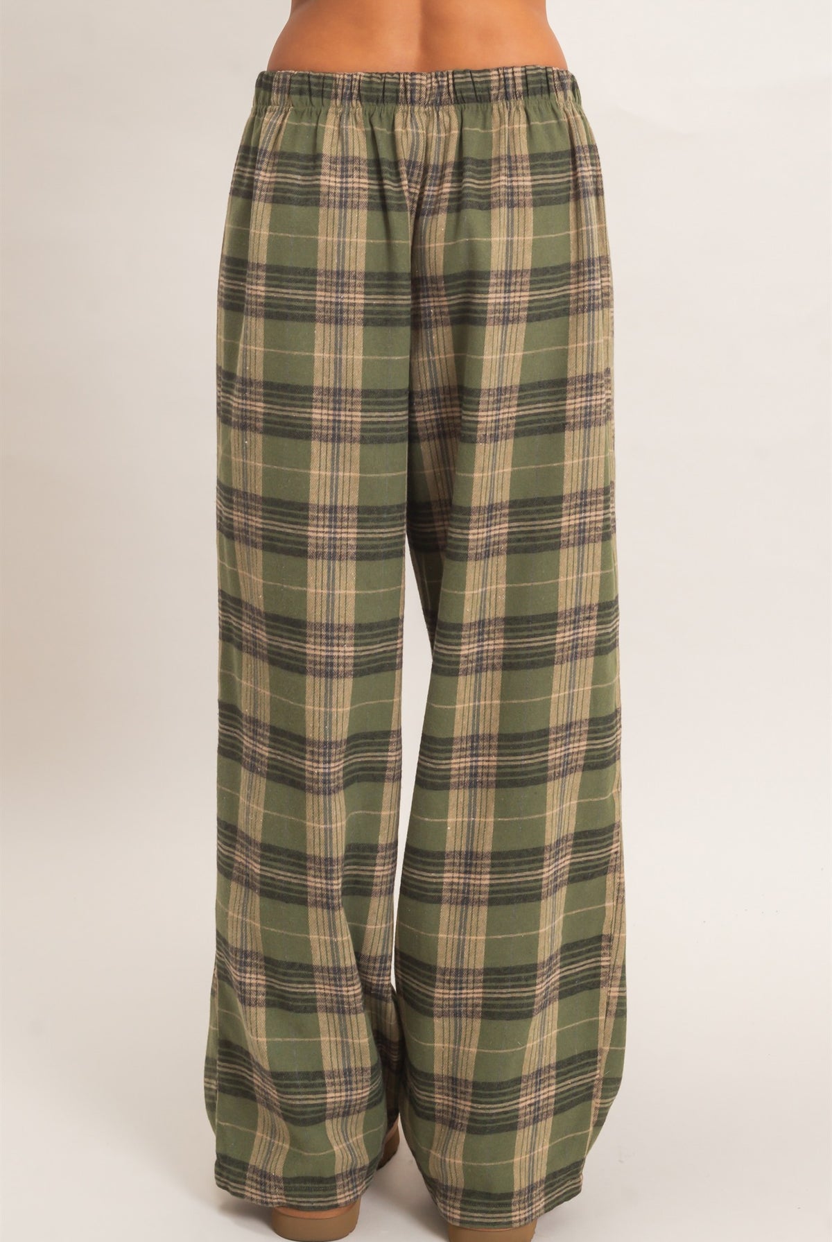 Wholesale Plaid Wide-Leg Pants Pants DZ26F271 OLIVE DOUBLE ZERO